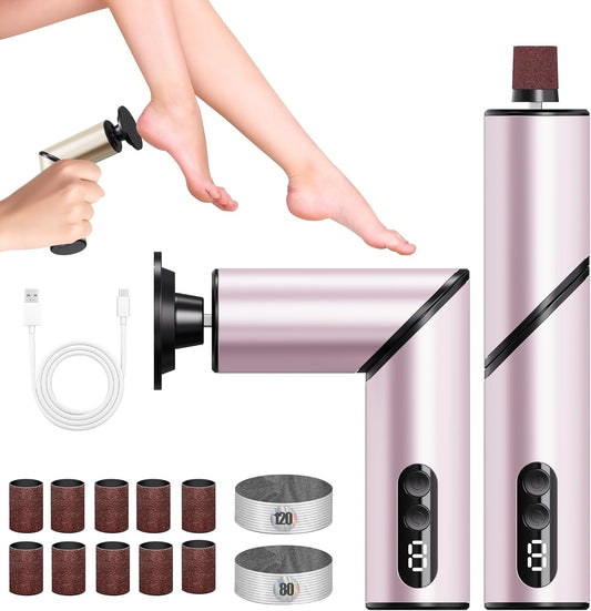 Electric Foot Callus Remover,2 in1 Rechargeable Callus Remover for Feet,9-Speed Cordless Electric Foot File Nail Grinder,Foot Scrubber Pedicure Tools for Dead Skin Dry Cracked Feet(Pink Fold)