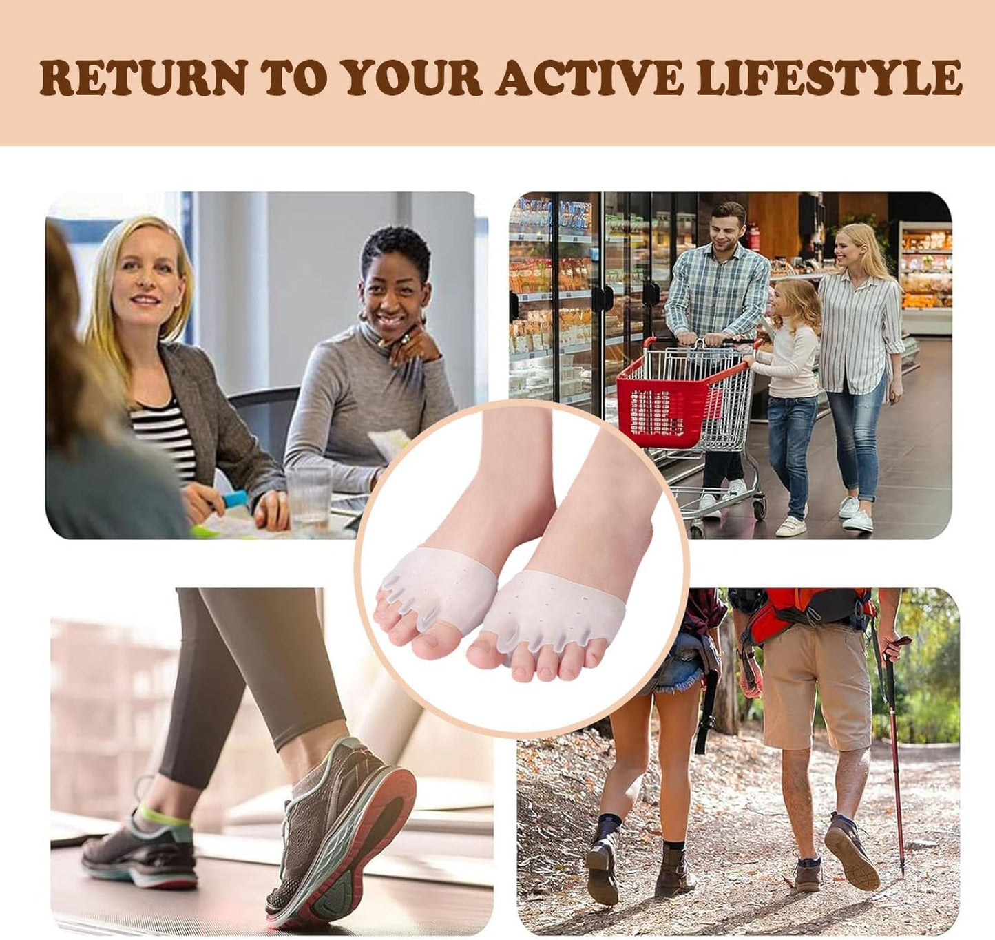 4 Pairs Silicone Toe Separators for Women & Men,Bunion Corrector Cushions,Metatarsal Pads,Soft&Breathable Gel Foot Cushions for Pain Relief,Realigns Crooked Toes, Great for Bunion,Hammer Toes