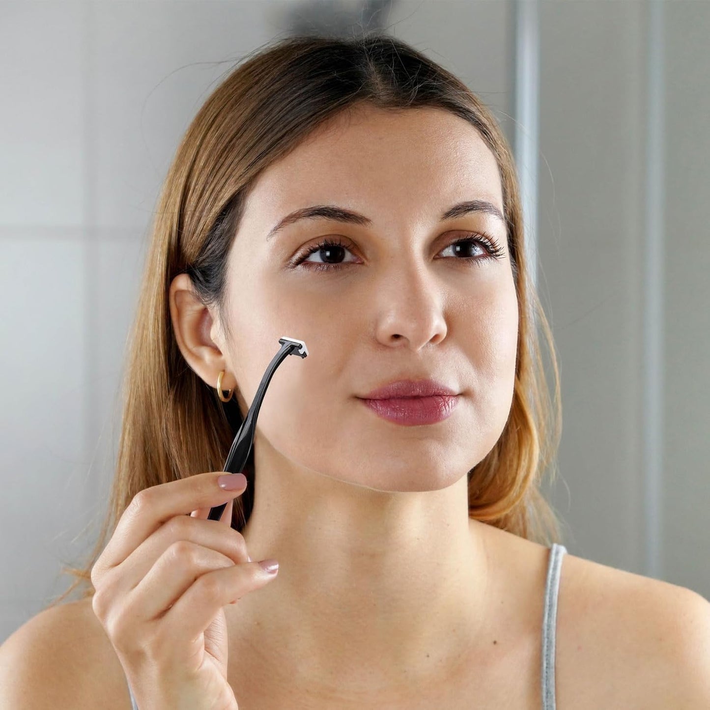 ANCIRS 24 Pack Eyebrow Trimmer Razors for Women Makeup, Facial T Shape Shaver Tool for Eye Brow, Stainless Steel Eyebrow Trimming Kit for Girls - Black