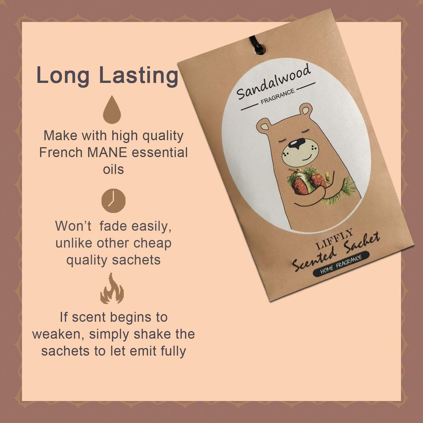 14 Packs Sandalwood Scented Sachets Bag for Drawer and Closet Gift Box