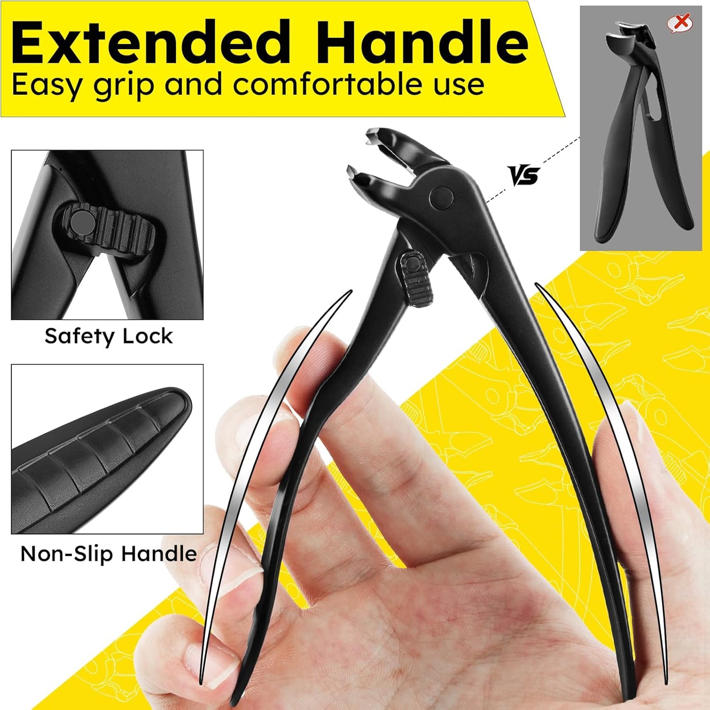 Toenail Clippers for Seniors, Angled Head Large Toe Nail Clippers for Thick Toenails, Wide Jaw Clippers, Heavy Duty Ergonomic Anti-Splash Cutter, Upgraded Long Handled Toenail Clippers