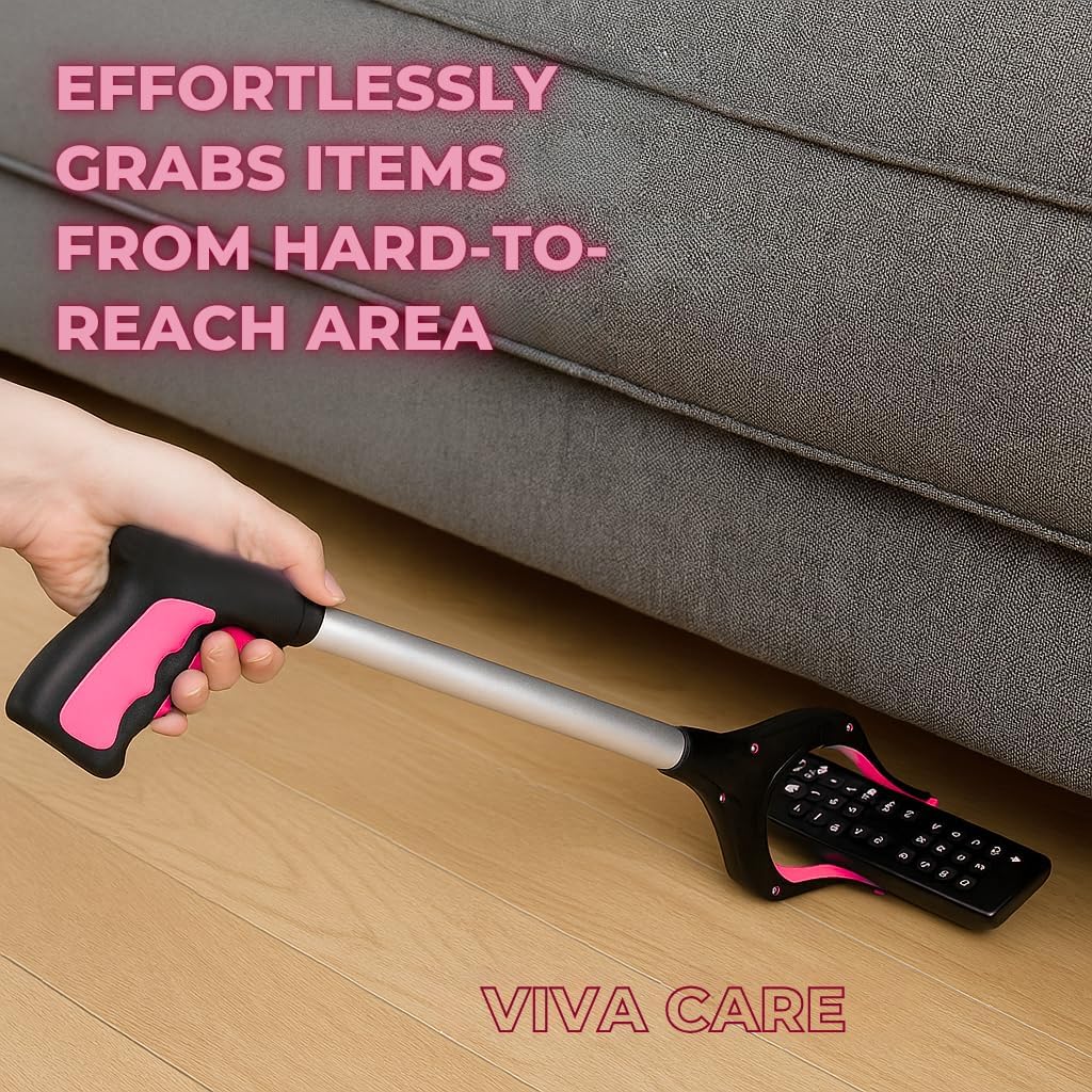 VIVA CARE Grabber Reacher Pickup Tool – Foldable, Lightweight, an Arm Extension for Seniors and Injured [Rose]