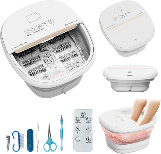 Pedicure Foot Spa with Bubble and Heat,Collapsible Foot Soaking Tub with Remote Control,Pedicure Tools for Feet,Foot Bath Soak Tub Gift for Women/Men,Mom/Dad