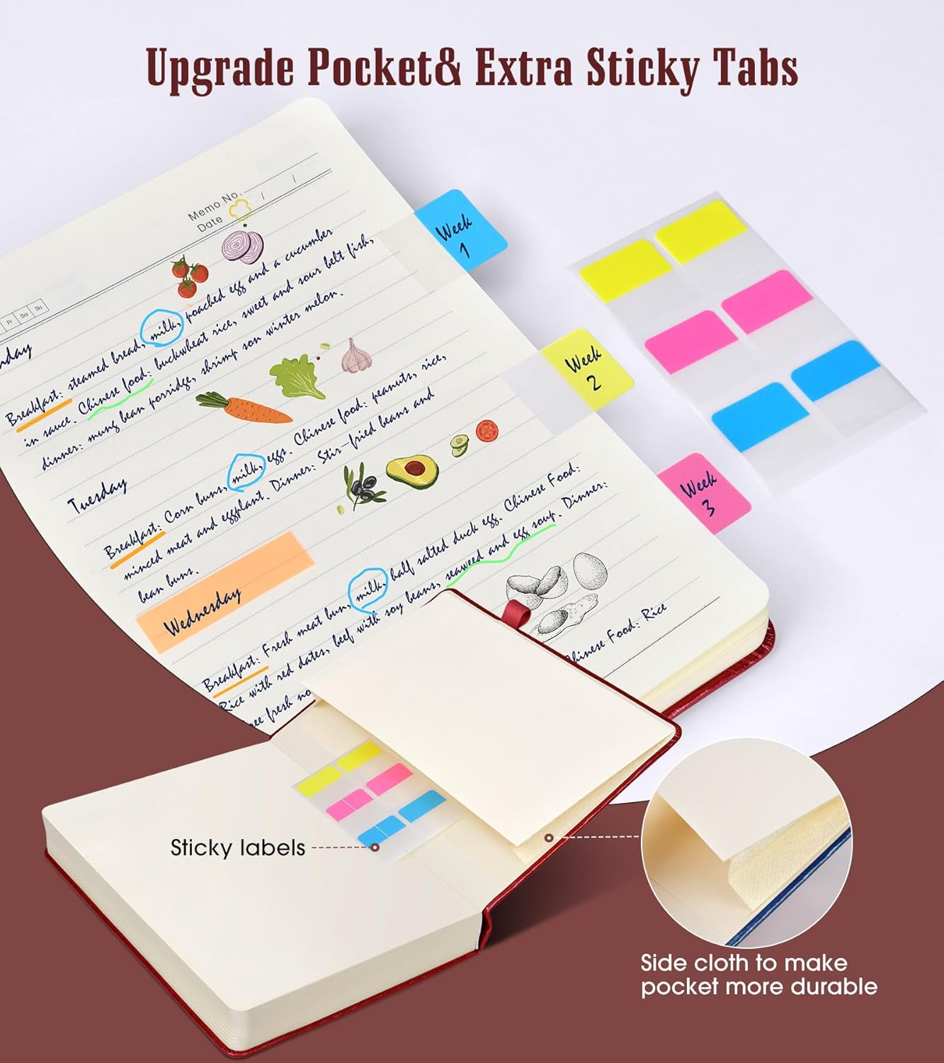 Lined Journal Notebook -365 Pages A5 Thick Journals for Writing Ruled Notebook, Hardcover Leather Journal for Women Men, Daily Notebook for Work, Note Taking, 100Gsm Lined Paper( 5.7'' X 8.3'' Wine)