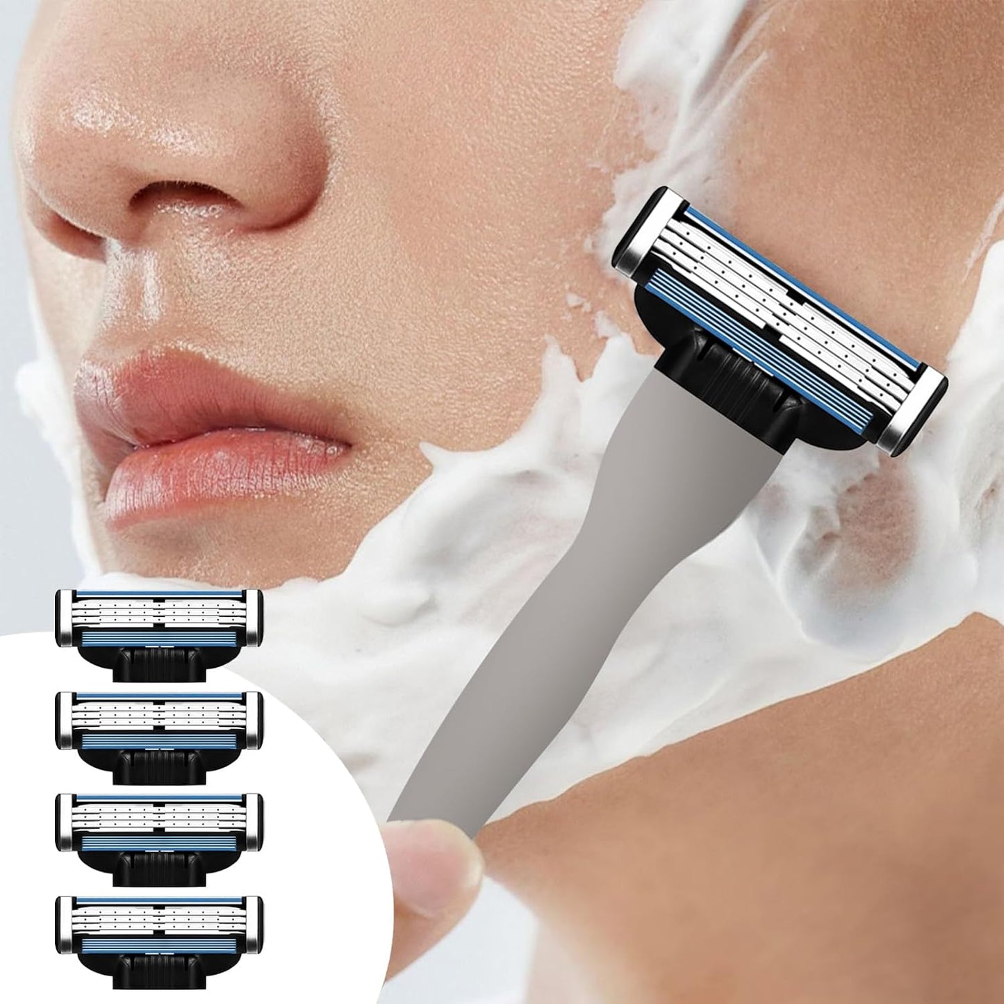 Razor Blade Refills for Men 24-Pack Mach 3 Razor Blades Refills for Men - Triple Layer Precision Edges with Dual Lubricating Strips for a Smooth, Comfortable Shave - Compatible Mach3 Razor