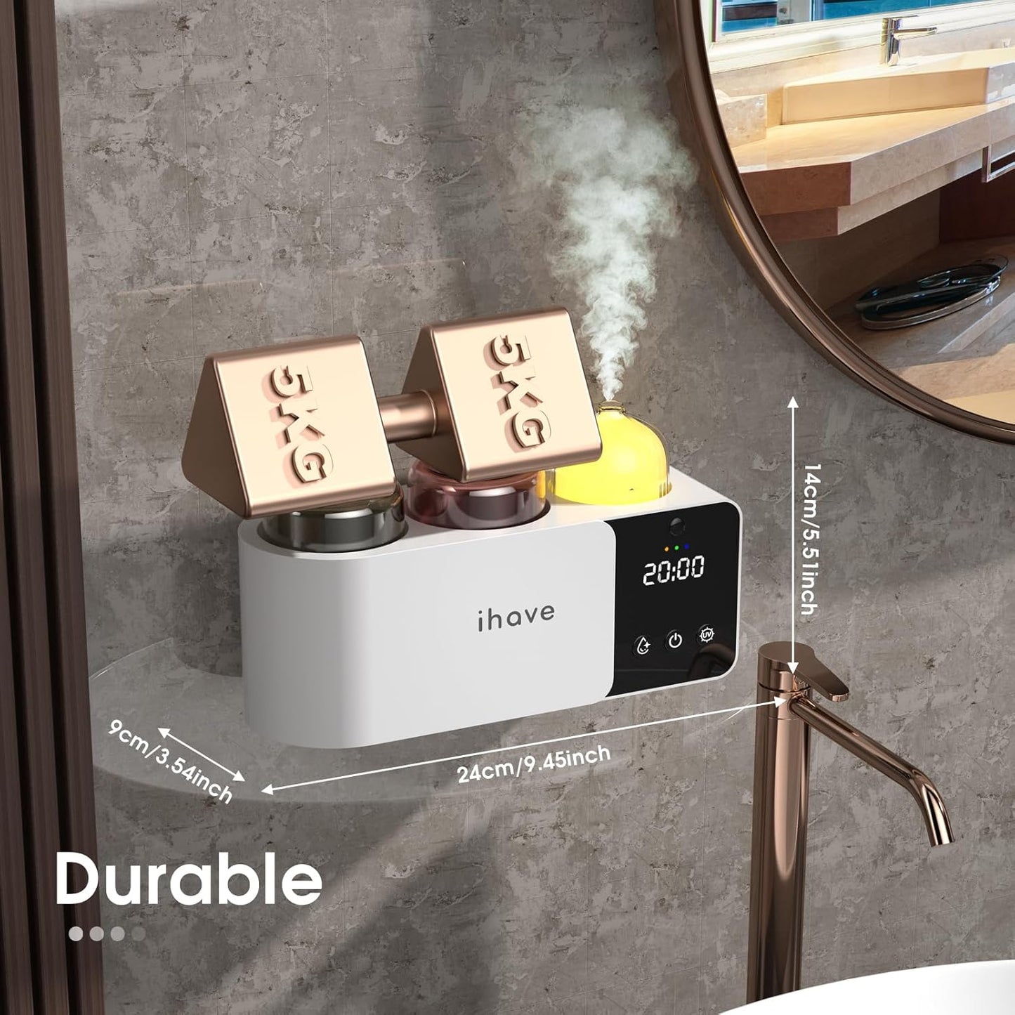 iHave Toothbrush Holders with UV Toothbrush Sanitizer, Aromatherapy Diffuser & IR Night Light - 4-Hour Smart Cruise Disinfection, Auxiliary Combo Drying - Wall-Mounted Bathroom Organizer with 2 Cups