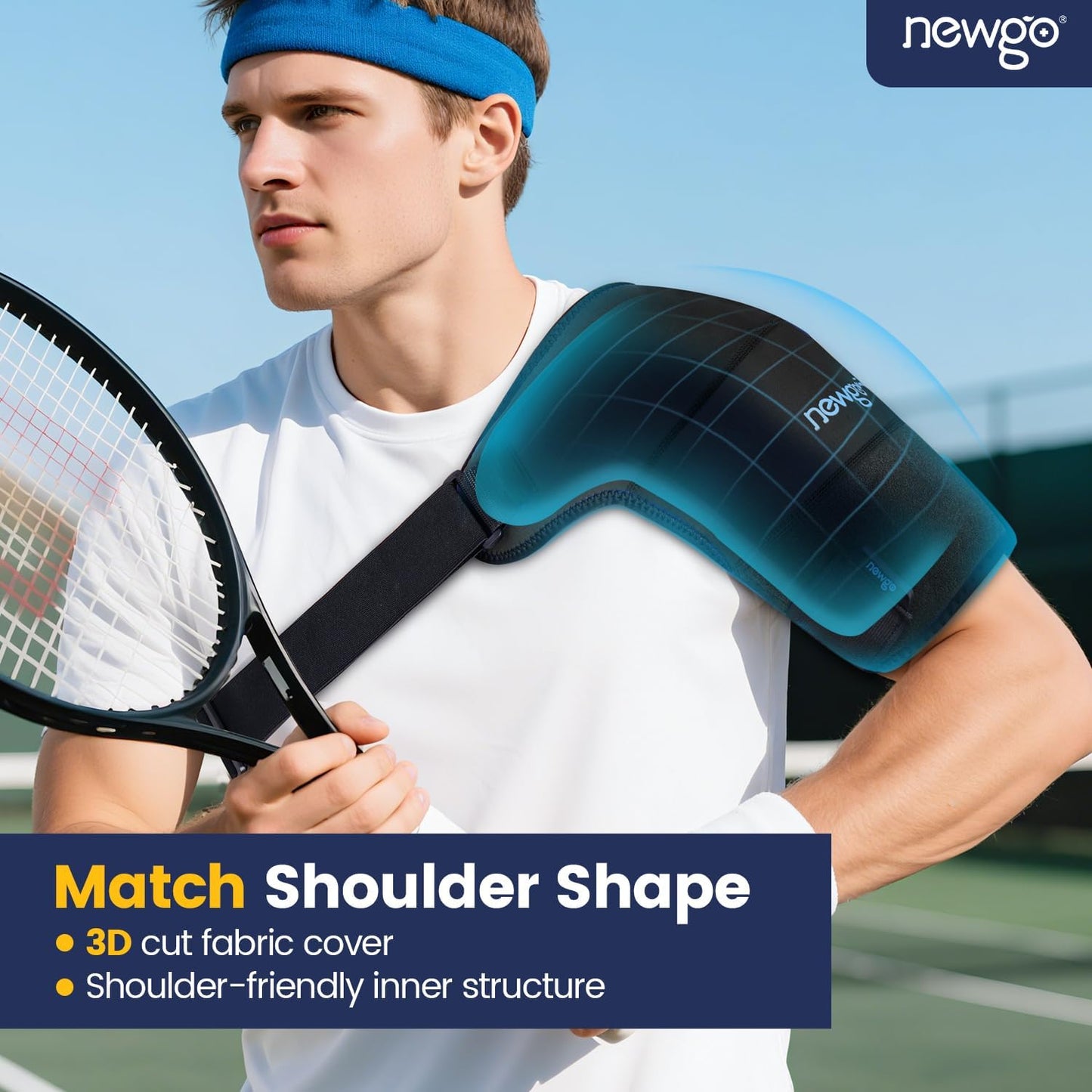 NEWGO Shoulder Ice Pack Rotator Cuff Cold Therapy, Ice Pack Shoulder Wrap Cold Compression Sleeve for Pain Relief, Surgery Recovery, Bursitis - Extra Large