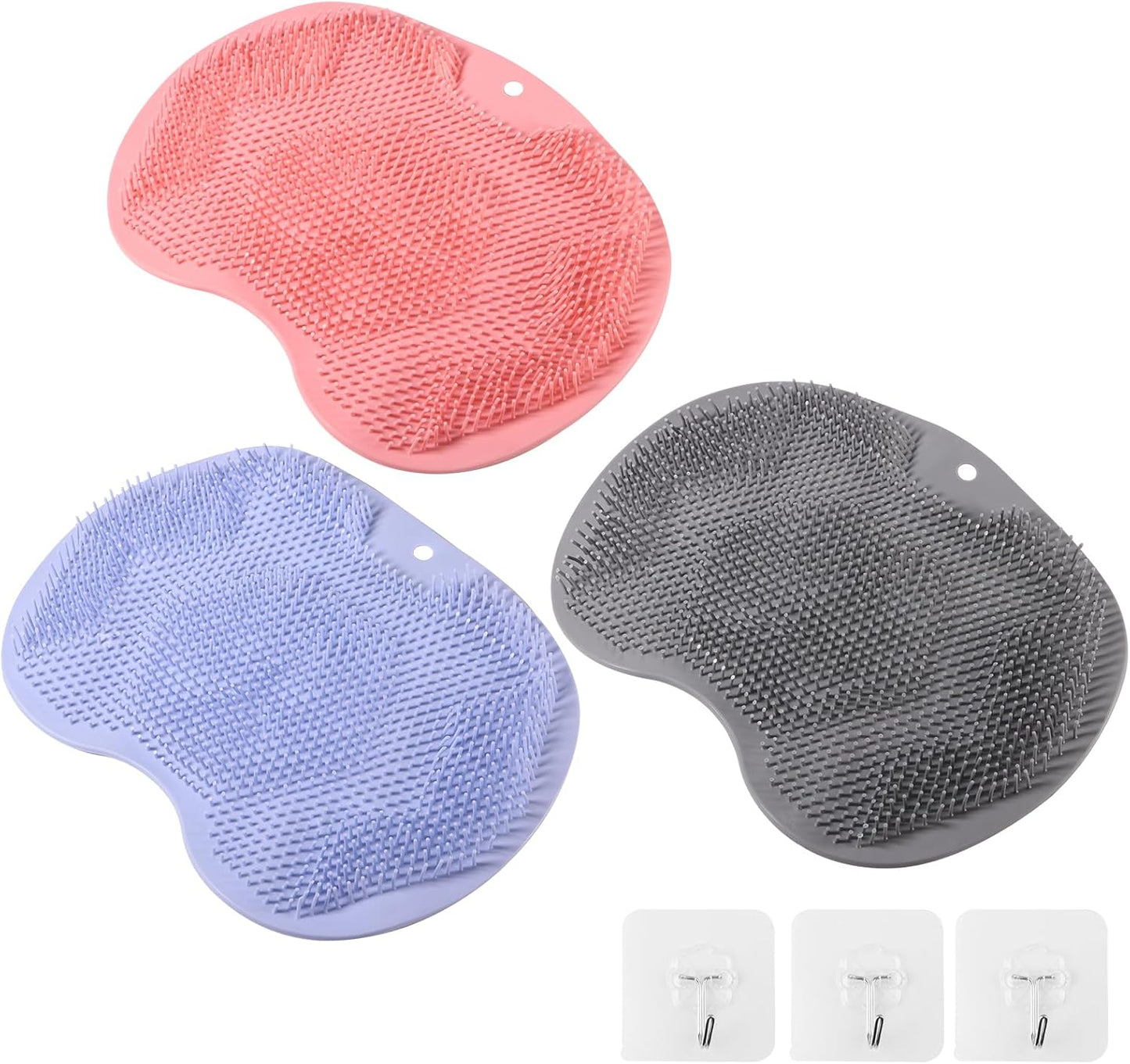 3PACK Silicone Shower Foot Scrubber,Body Scrubber,Silicone Shower Foot Brush Pad Wash Pad Wall Mounted Slip Suction Cups for Use in Cleaner Women and Men by RARKVEN