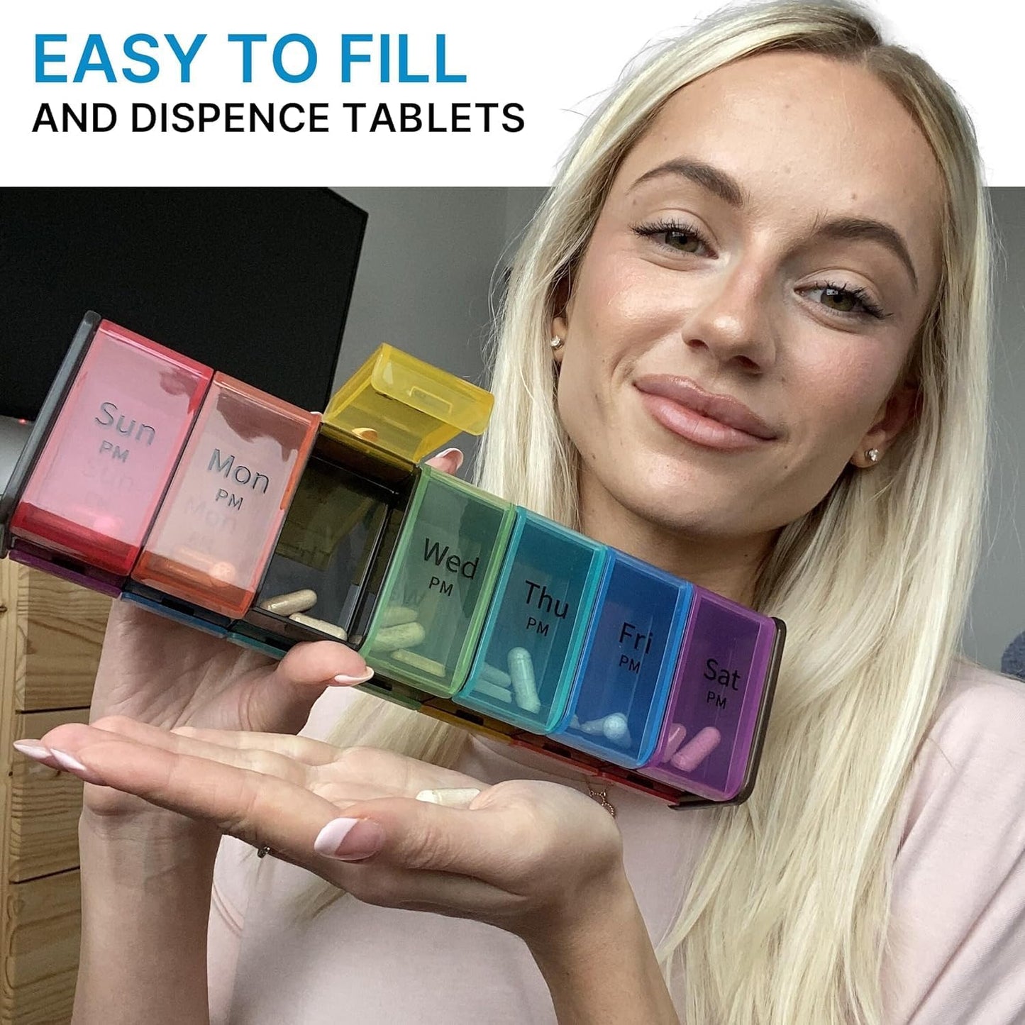 Extra Large Pill Organizer- XXL Pill Box 7 Day - Weekly Pill Organizer with AM PM Large Compartments Big Pill Case for Supplements Jumbo Pill Holder for Vitamins Huge Medicine Organizer 2 Times a Day