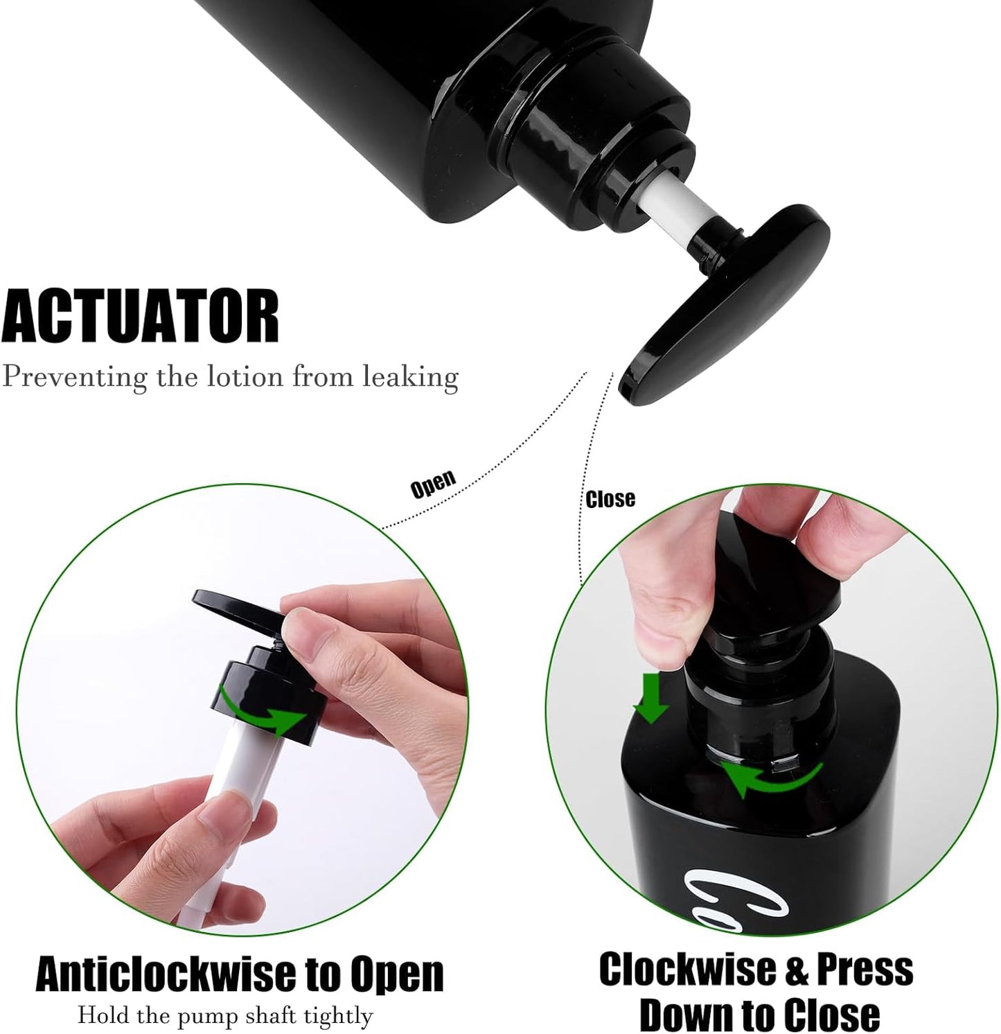 16.9oz Shampoo and Conditioner Bottles Set of 3-Printed Shower Soap Dispenser Plastic Shampoo Bottles Refillable with Pump - Shampoo Conditioner Body Wash Dispenser for Bathroom Shower Black