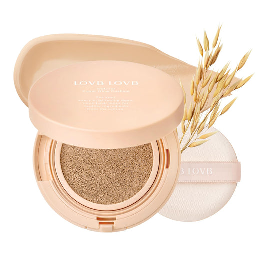 Natural Cover Glow Cushion Foundation | Satin Radiant Finish | Korean Foundation Makeup | Long-Lasting Natural Coverage | for All Skin Types 0.42 oz. (21N Light Beige)