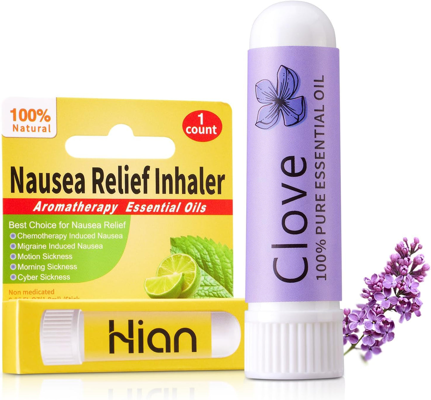 Hion Nausea Relief Inhaler-Clove, 100% Natural Essential Oils Inhalers