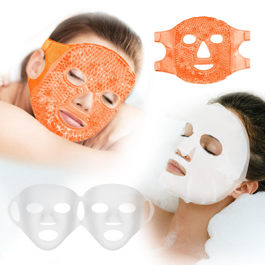 Reusable Ice Face Mask Set - Hot & Cold Therapy for Migraine, Wisdom Tooth Pain, Puffiness Relief with 2 Silicone Covers, Cooling Gel Pad for Swelling