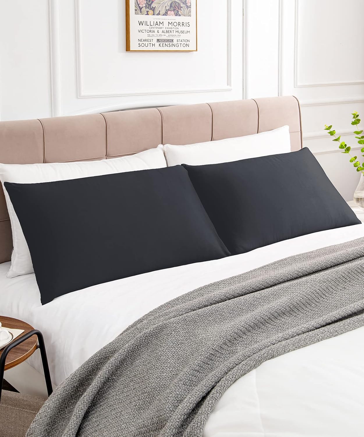 Warmstar Cotton Pillow Cases Standard Size Set of 2, 600 Thread Count Pillowcases 20x26 Inches, Soft Long Staple Cotton Pillowcases Breathable with Envelope Closure,Black