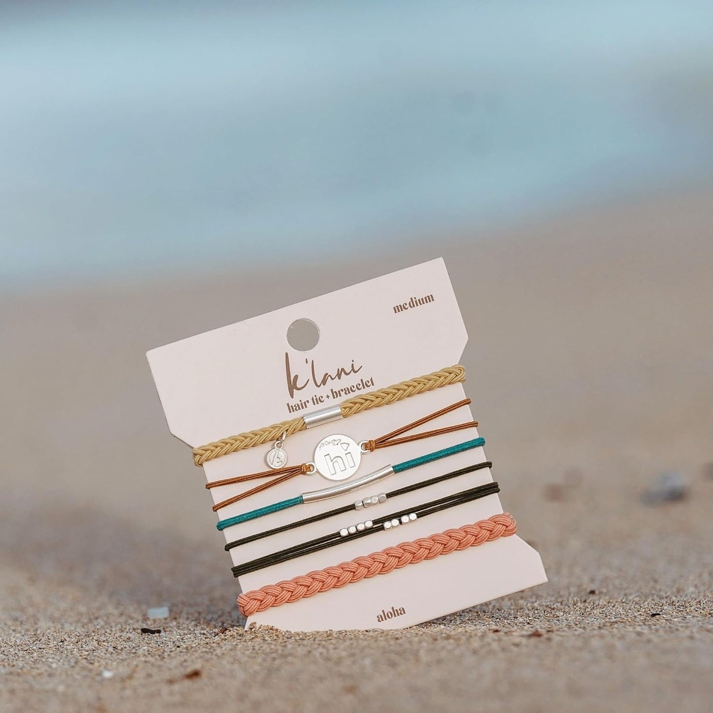 K'lani Hair Tie Bracelets for Women - Elastic Hair Bands That Double as Stylish Jewelry - Aloha - Medium