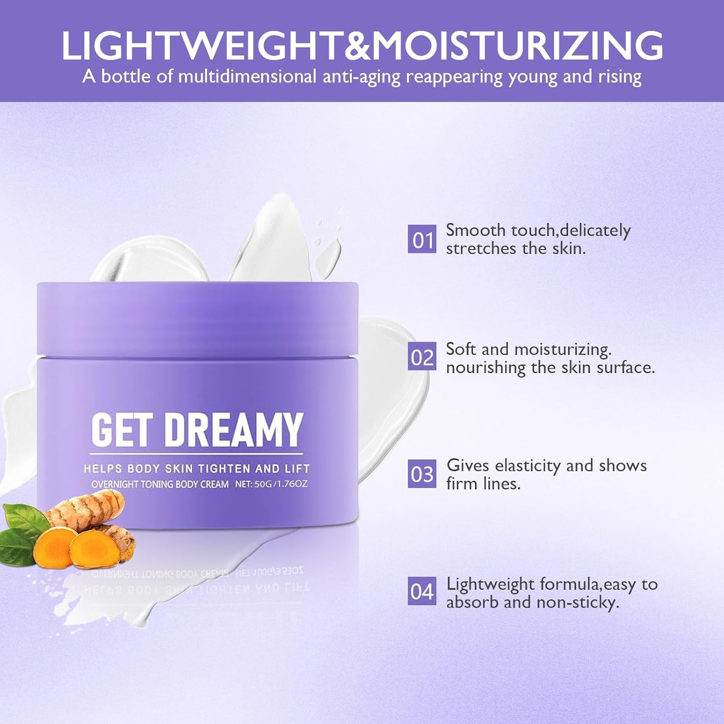 Get Dreamy Overnight Toning Whip,Anti-Cellulite Body Firming Cream,Dream Whip Body Firming Cream,Hydration, Smooth,Tightened Skin,Ideal for Legs, Belly