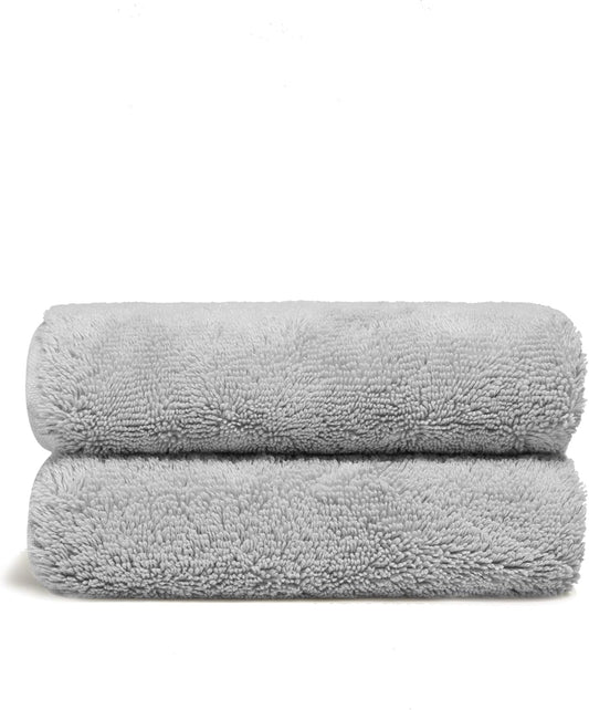Italic Ultraplush 100% Australian Cotton Hand Towels - Set of 2 Luxury Hand Towels, Ultra Soft and Highly Absorbent 800GSM Towels for Bathroom,Shower, Hotel, and Spa (Light Gray)