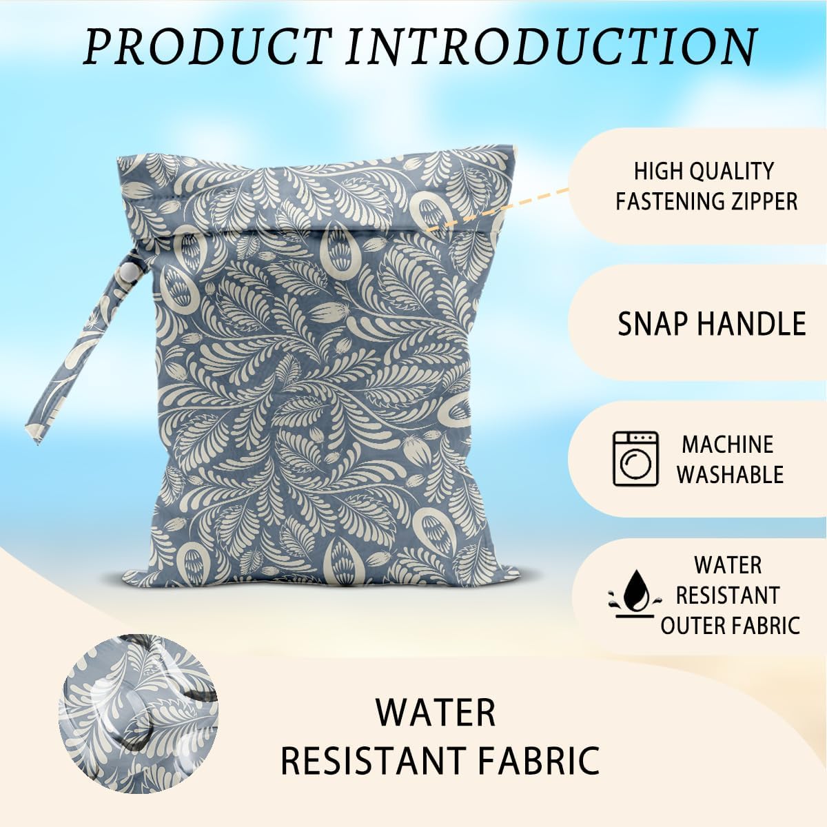 Plant Wet Bags 12x10 Inch, Leaves Waterproof Reusable Wet Dry Bags, Washable Travel Laundry Bag for Swimsuit Pool Beach Diapers Dirty Yoga Gym Clothes, Plant Gifts for Women Friend Travelers