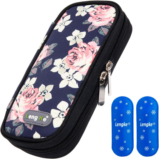 Insulin Cooler Travel Case TSA Approved, Insulin Travel Case for Insulin Pen, Insulin Supplies, Medication Travel Case for Travel Daily Life, Insulin Pen Cooler Travel Case (Flower)