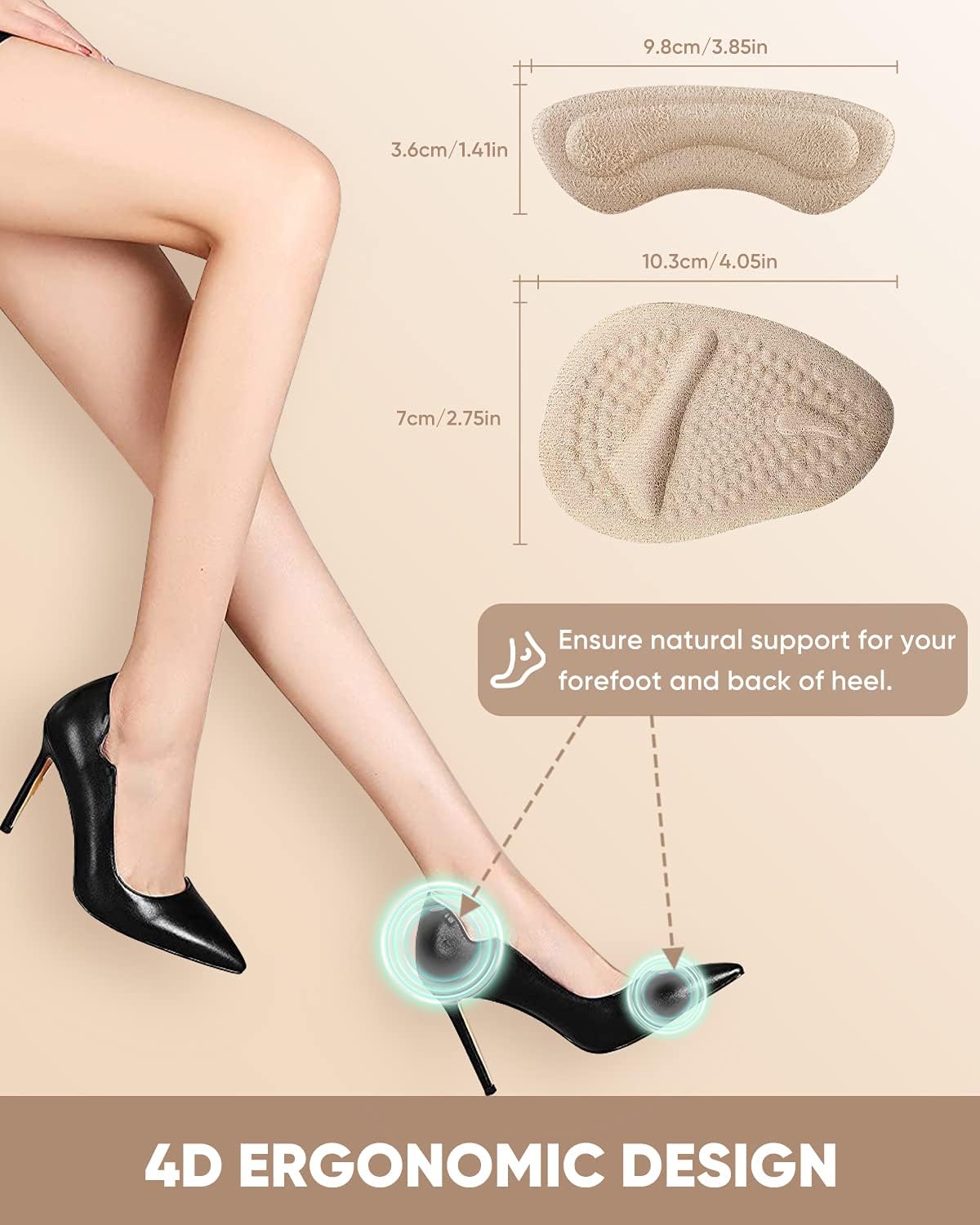 ONUEMP 6 Pairs Heel Pads for Shoes, Silicone Heel Grips Protectors and Ball of Foot Cushions for Women Men, Foot Inserts Metatarsal Pad for Shoes That are Too Big, Pain Relief