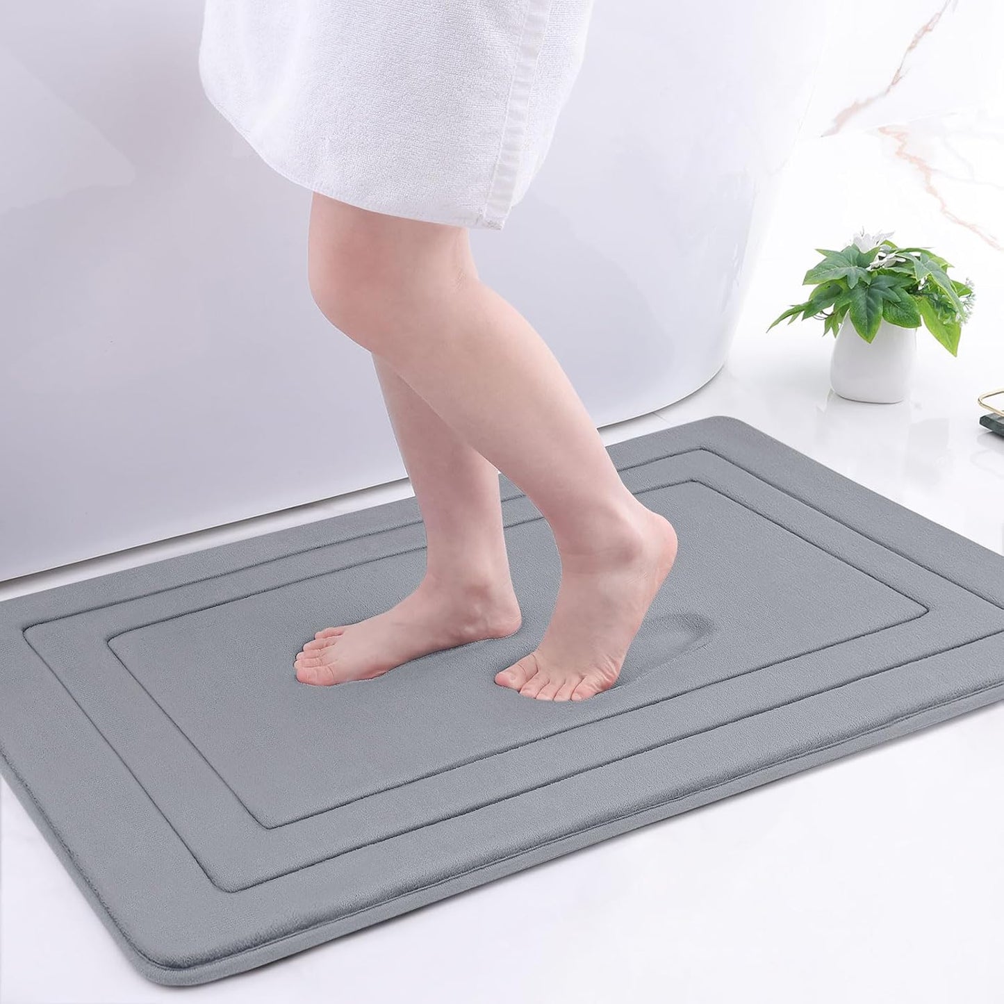 Arotive Memory Foam Bathroom Rug Mat 36x24, Ultra Soft and Absorbent Bath Mat, Machine Wash Dry, Comfortable Bath Rug Carpet for Bathroom Floor, Tub and Shower, Medium Grey