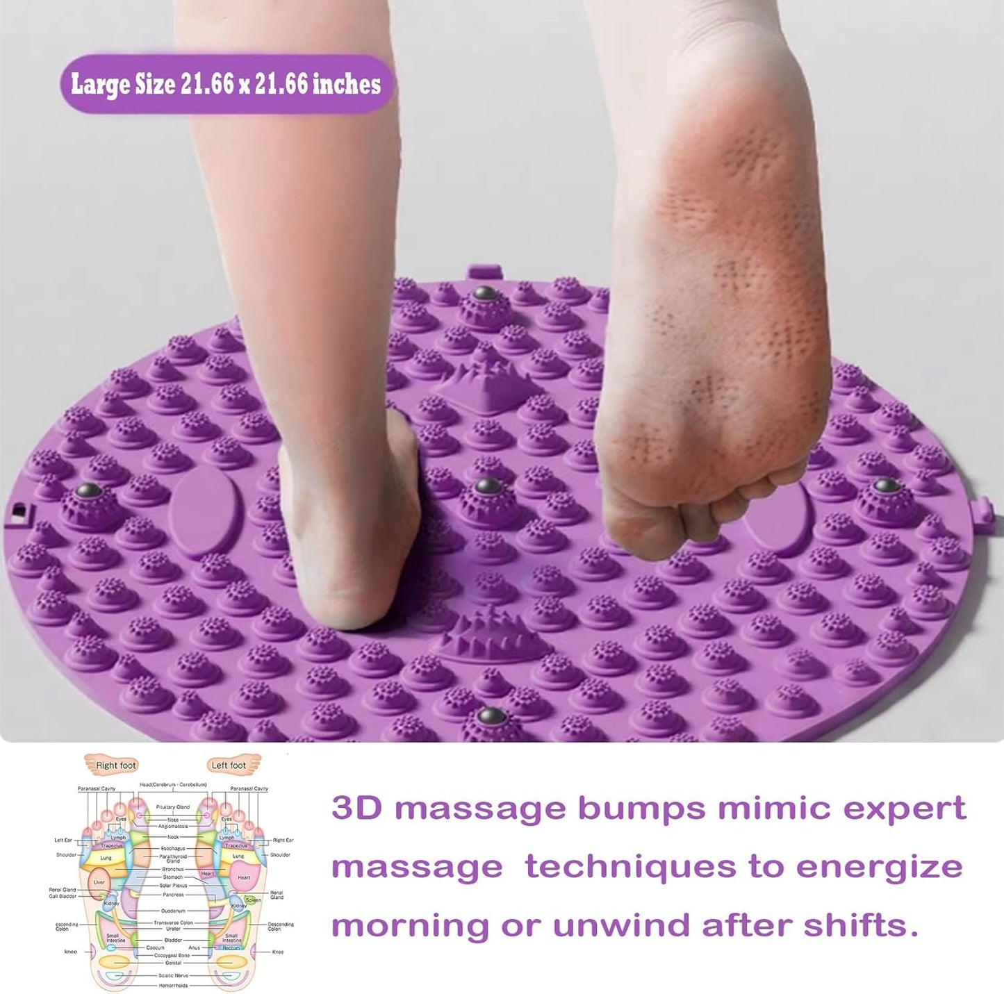 Acupressure Mat for Feet Large 22-inch Foot Massager Mat Reflexology Foot Pressure Point Pad with Magnetic, Anti Fatigue Office Standing Mat, Relief Foot Pain for Elderly Students and Office Workers