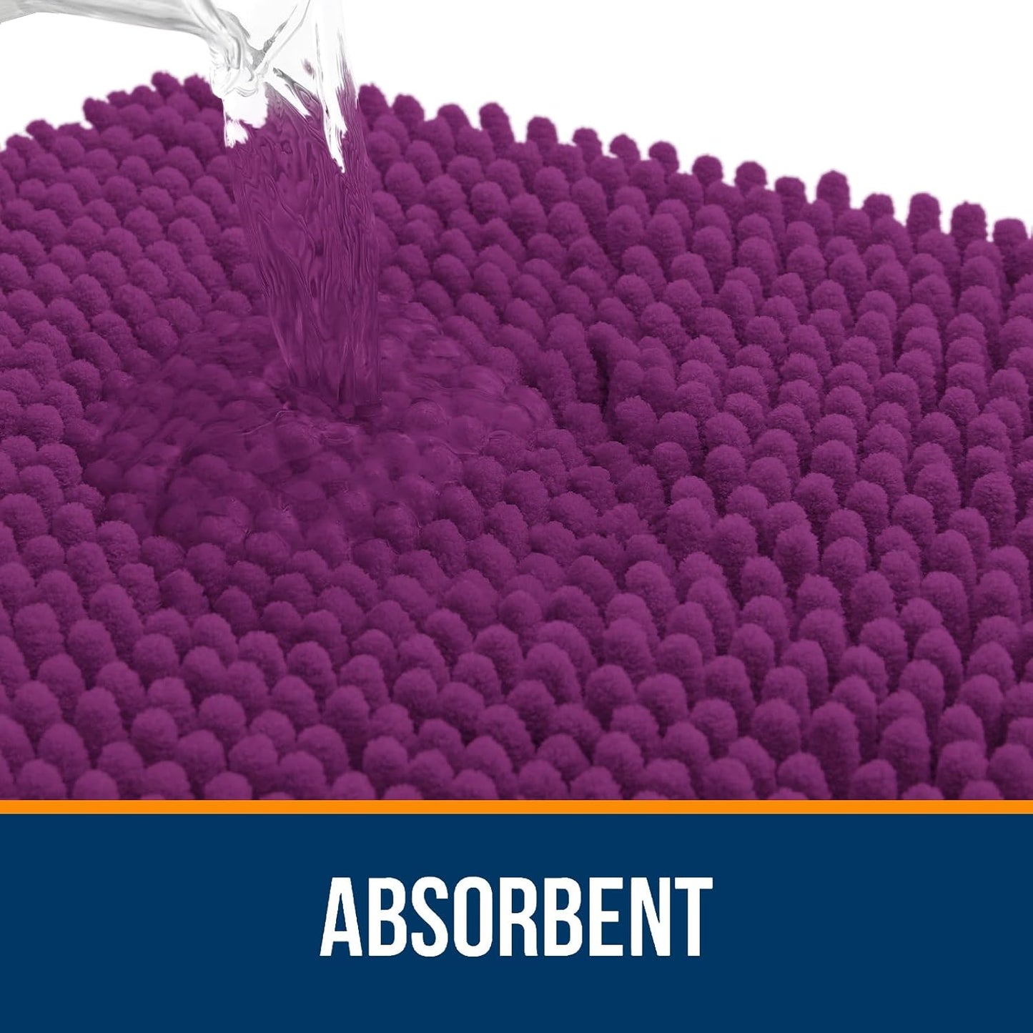 OLANLY Toilet Rugs U-Shaped 24x20, Extra Soft Absorbent Chenille Contour Bathroom Rugs for Toilet, Dry Quickly, Machine Washable, Non-Slip Bath Mat, Purple