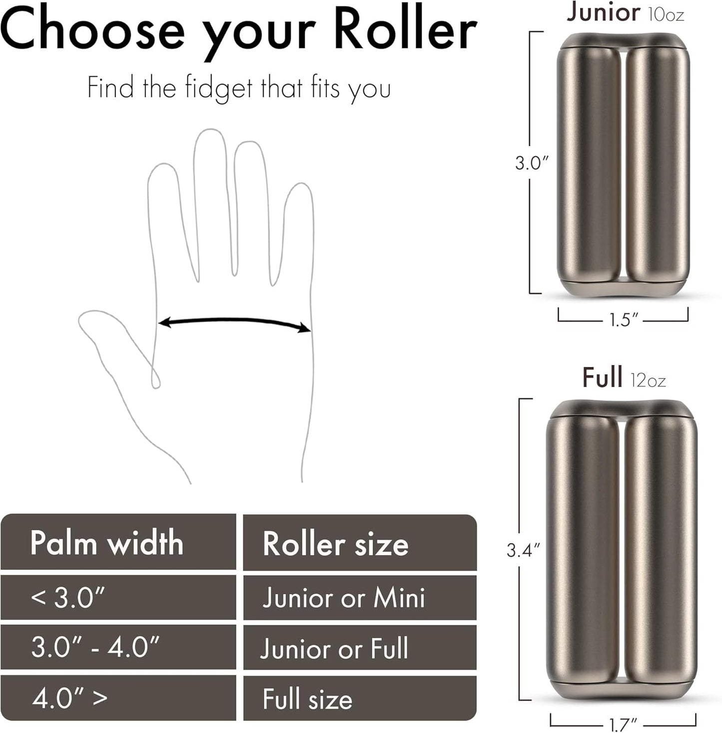 ONO Roller - Handheld Fidget Toy for Adults | Help Relieve Stress, Anxiety, Tension | Promotes Focus, Clarity | Compact, Portable Design | Full Size Titanium