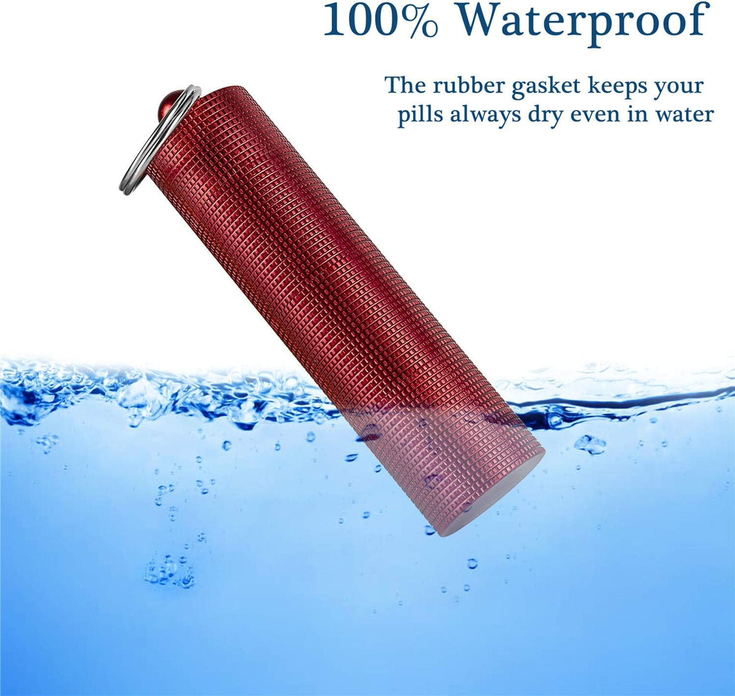 PPFISH 2 PCS Portable Daily Pill Case, 3 Compartments Aluminum Alloy Waterproof Pill Box Dispenser, Small Pocket Pill Container, Keychain Pill Fob, Travel Pill Holder for Men Women