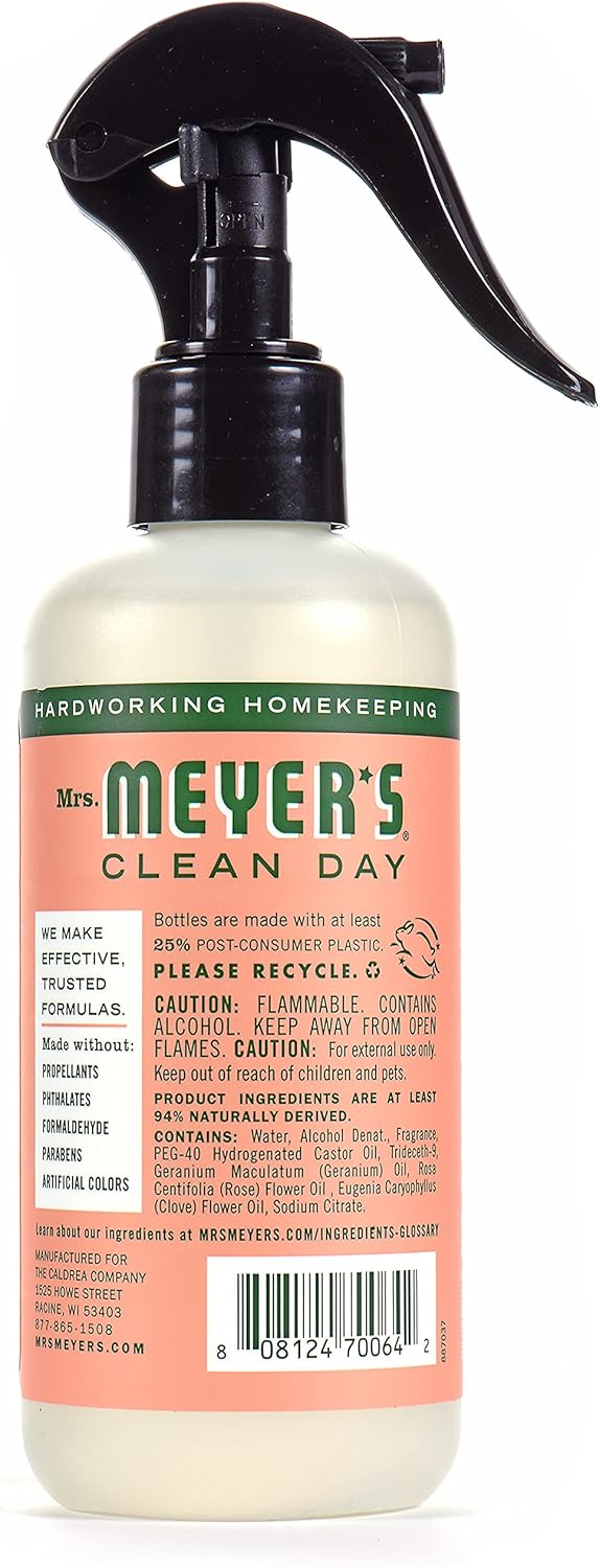 Mrs. Meyer's Clean Day Room Freshener Spray Bottle, Geranium Scent, 8 Fl oz (Pack of 1)