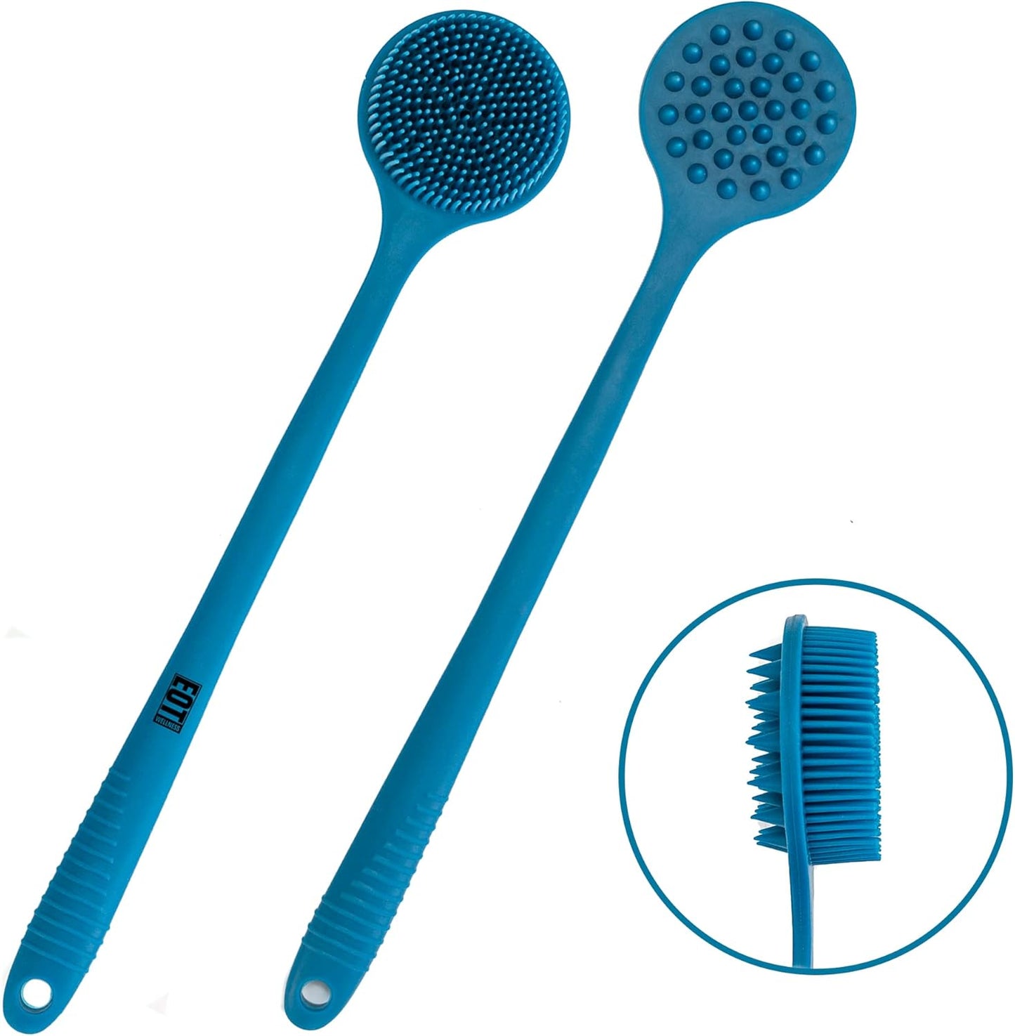 Bendable Long Handled Silicone Body Brush & Hair Scrubber - Bath Shower Back Brush, Shampoo Hair & Scalp Massager, Back Scrubber for Shower (Light Gray)