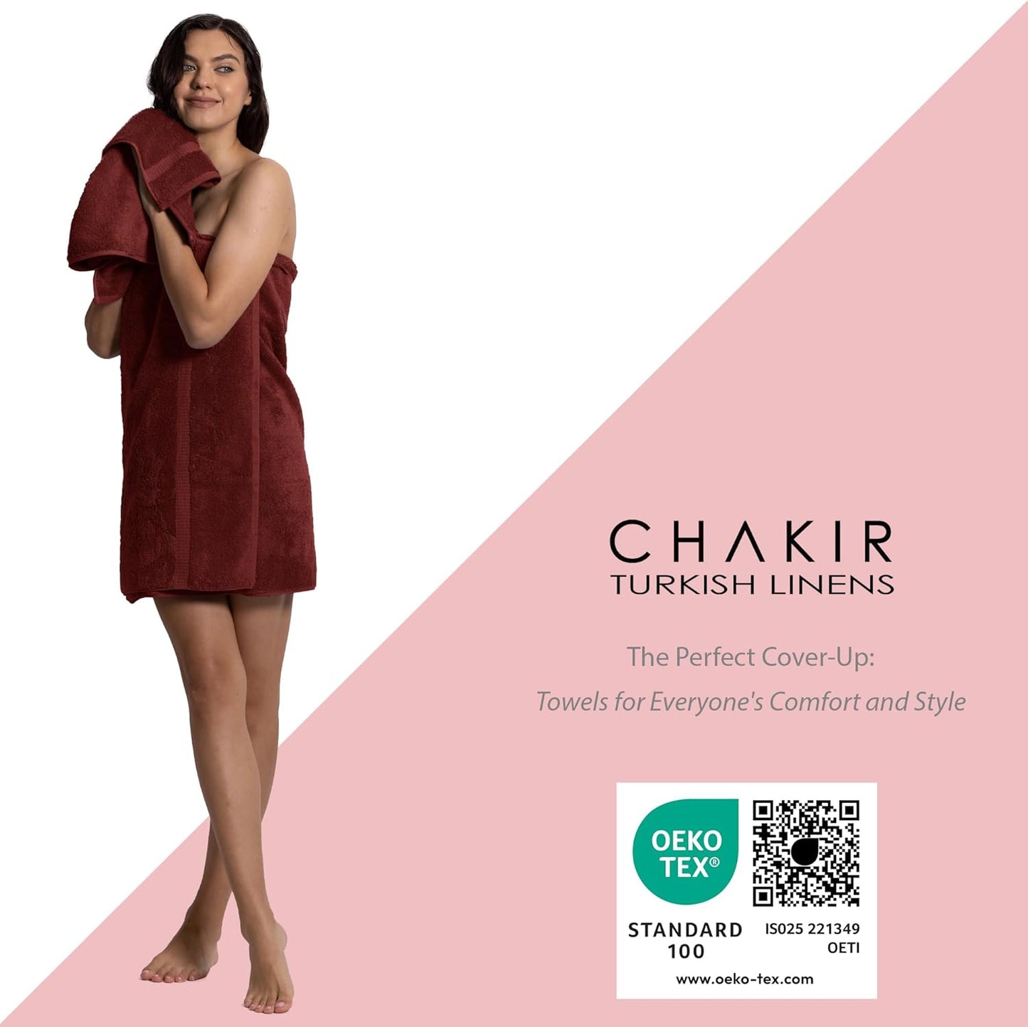 Chakir Turkish Linens, 100% Cotton Premium Quality Turkish Bath Sheets (35''x70'' Large Bath Sheet Towels - Cranberry)