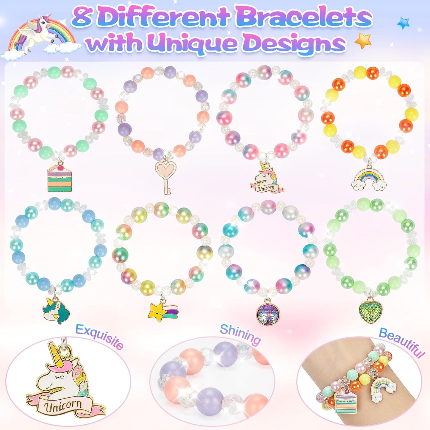 Unicorn Bath Bombs for Kids Girls with Surprise Inside, 8 Pcs Natural Fizzy Princess Bubble Bath Bomb Kit with Toys, Birthday Gift for 3 4 5 6 Year Old Girl