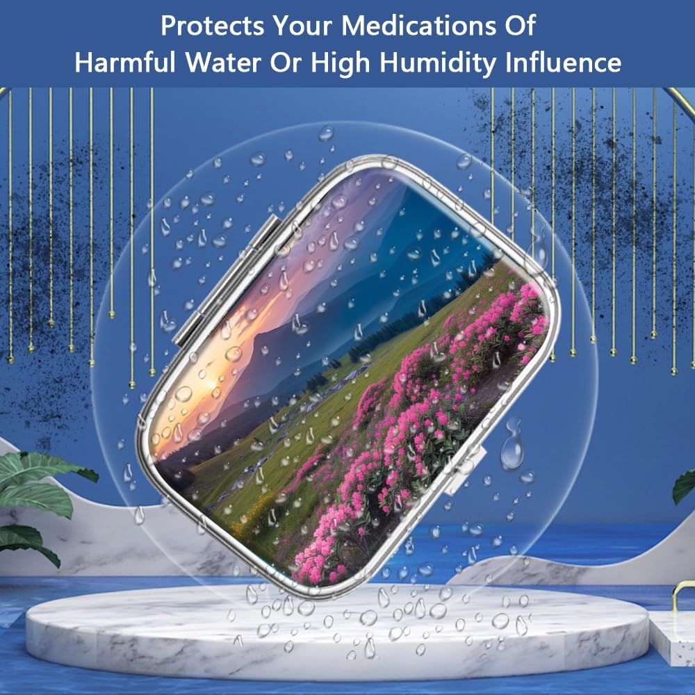 Pill Box 2 Compartment Small Pill Case,Portable for Pocket or Purse Pill Organizer Pill Container Holder to Hold Vitamins, Medication, Fish Oil and Supplements(4PCS)