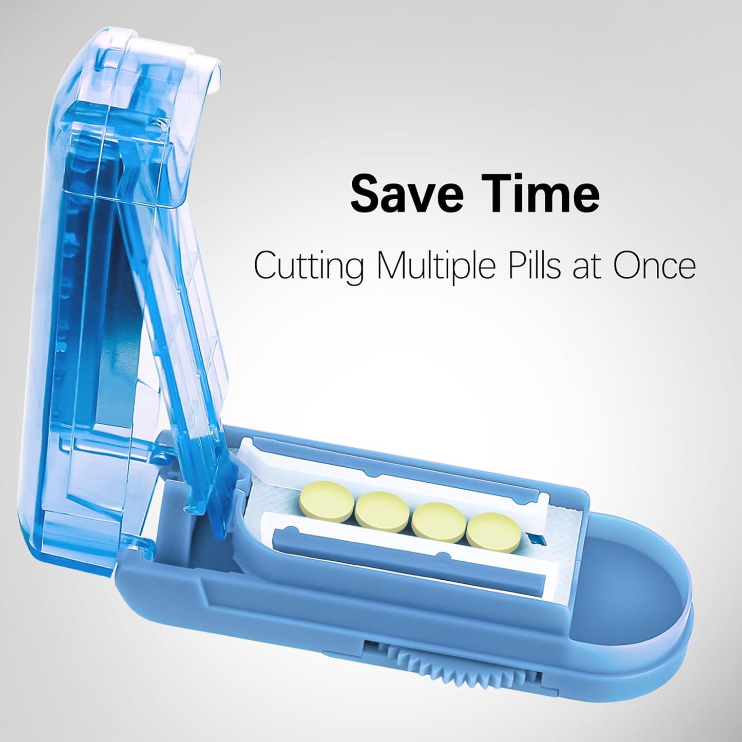Pill Cutter Splitter for Small and Tiny Pills, Pill Cutter for Small or Large Pills, Pill Splitter for Multiple Pills at a Time with Centering Device and Stainless Steel Blade (Blue)