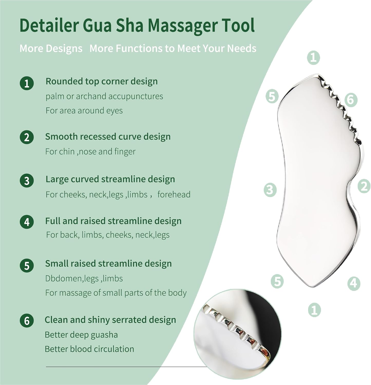 3pcs Stainless Steel Gua Sha Facial Tools & Eye Cream Applicator Metal GuaSha Set for Face Body, Detailer Gua Sha Lymphatic Drainage Massager,Guasha Face Sculpting Tool