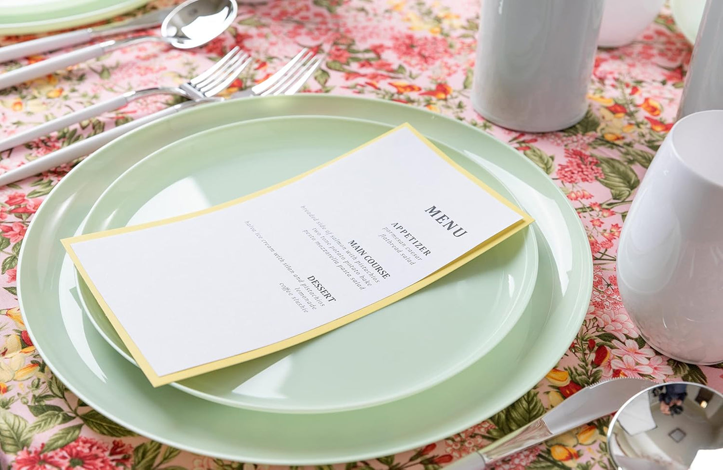 PLASTICPRO [30 Pack 6.3''] Mint Green Plastic Party Plates Edge Collection Premium heavyweight Elegant Disposable Tableware Dishes