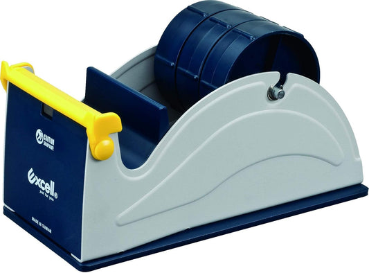 GGR Supplies ET-13370 Blue/Grey Premium Multi-Roll Steel Desk Top Tape Dispenser: 3 in. Wide (3 in. core). Manufactured by Excell