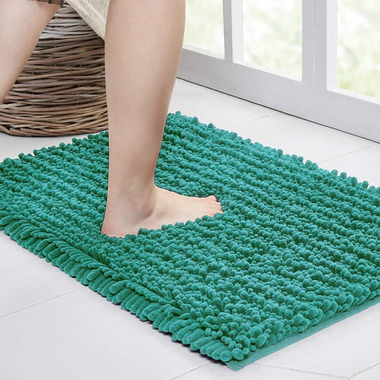 Walensee Large Bathroom Rug Non Slip Bath Mat (72x24 Inch Turquoise) Water Absorbent Super Soft Shaggy Chenille Machine Washable Dry Extra Thick Perfect Absorbant Best Plush Carpet for Shower Floor