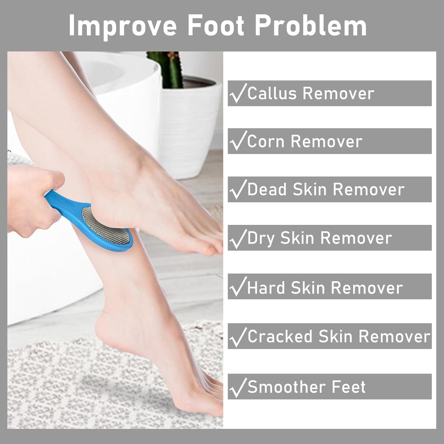 Pumice Stone Brush for Feet 4 in 1, Foot File Callus Remover, Foot Rasp and Sand Paper Pedicure Tools with Handle, Shower Foot Scrubber, Soft Smooth Feet for Home Foot Care,2 Pack