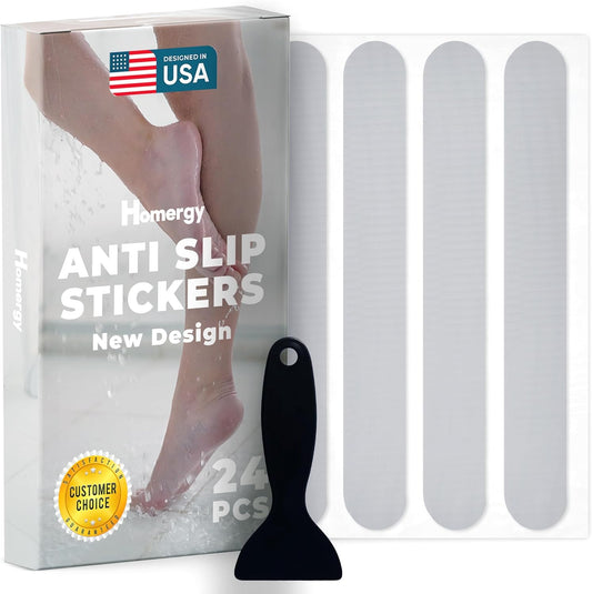 Anti Slip Shower Stickers 24 PCS, Grey Non-Slip Shower Strips for Adults, Premium Adhesive Bath Tub Stickers