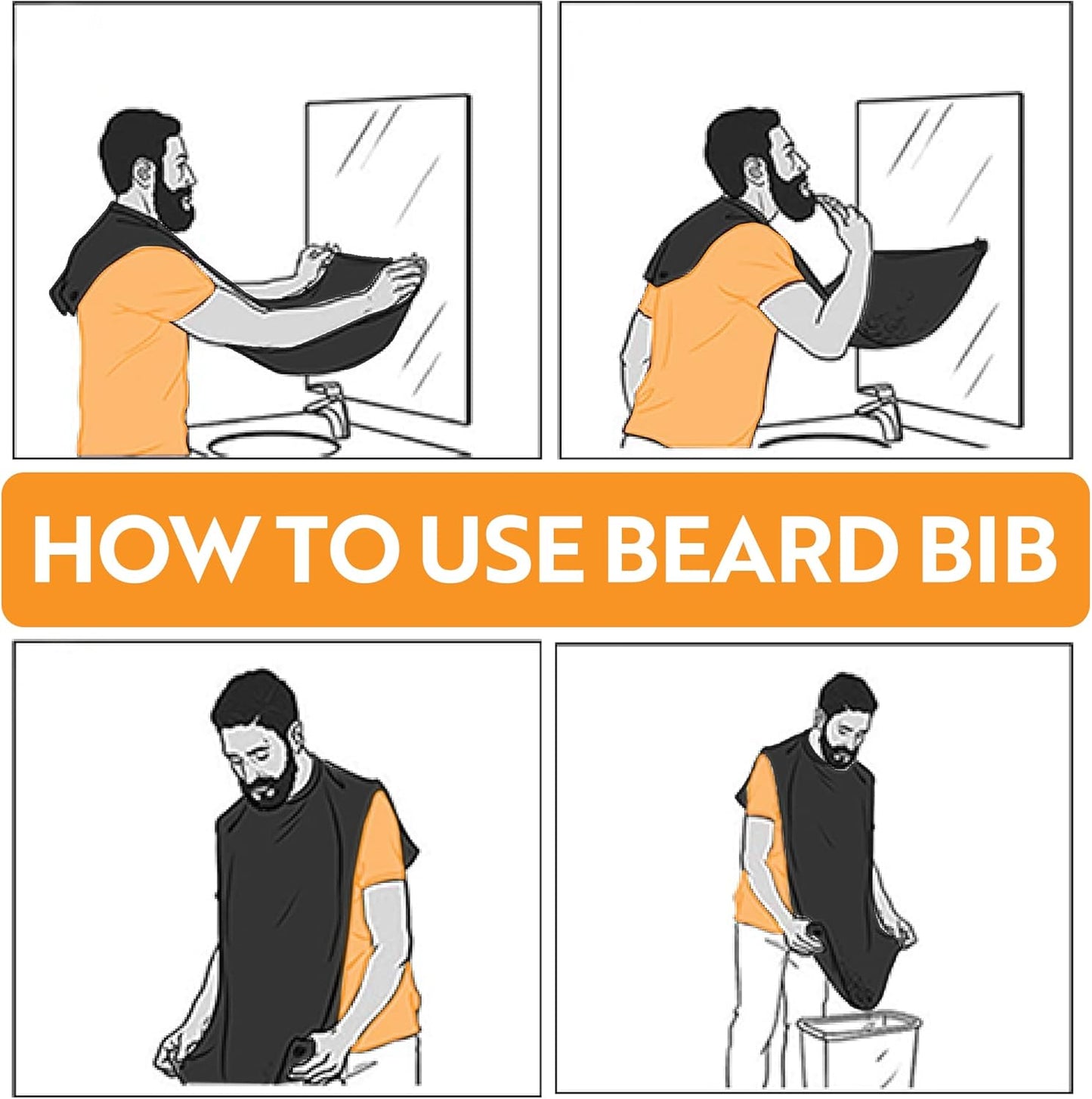 My Perfect Goatee®️ - Beard Shavings Catcher and Cape - Eliminate Hair Shaving from Sink