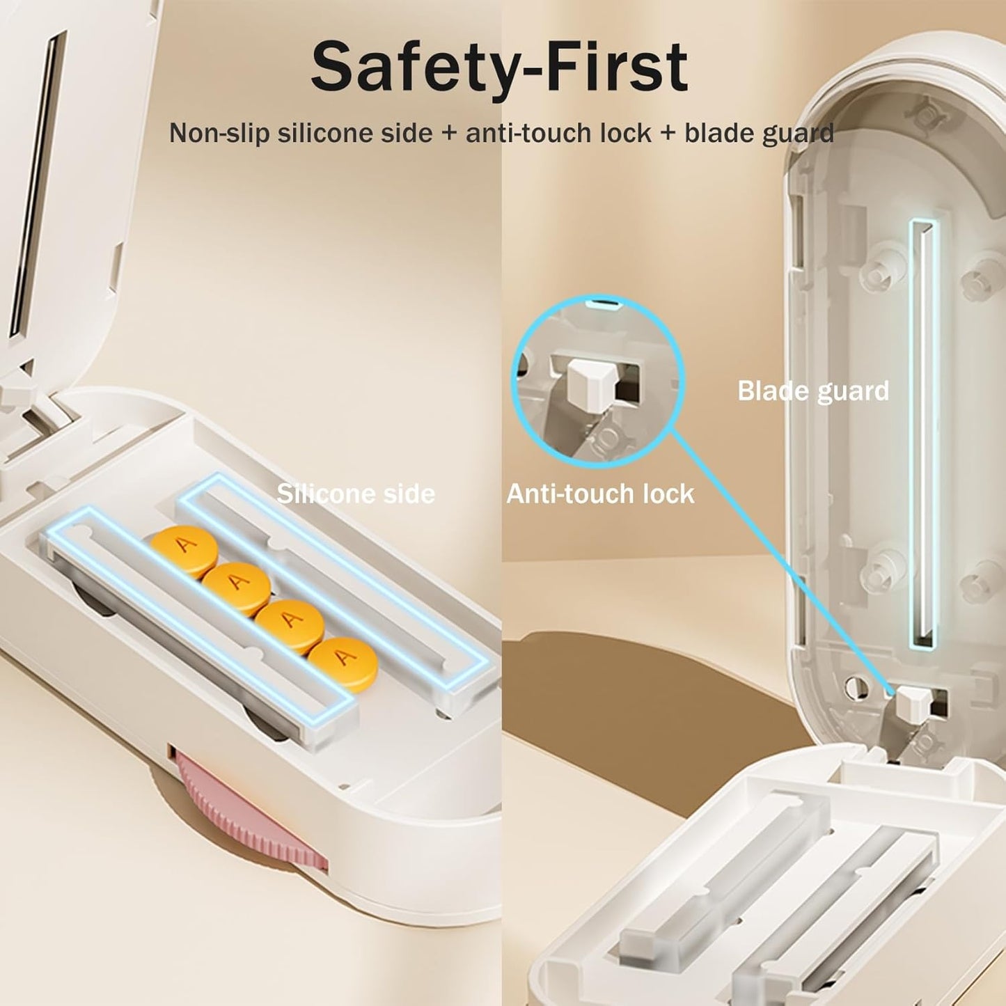 Multiple Pill Cutter - Pill Cutter Splitter for Small Tiny Large Pills Professional | Vertical Press-Down Cutting & Adjustable | Sturdy Blade & Guard | Includes Cleaning Brush (Pink)