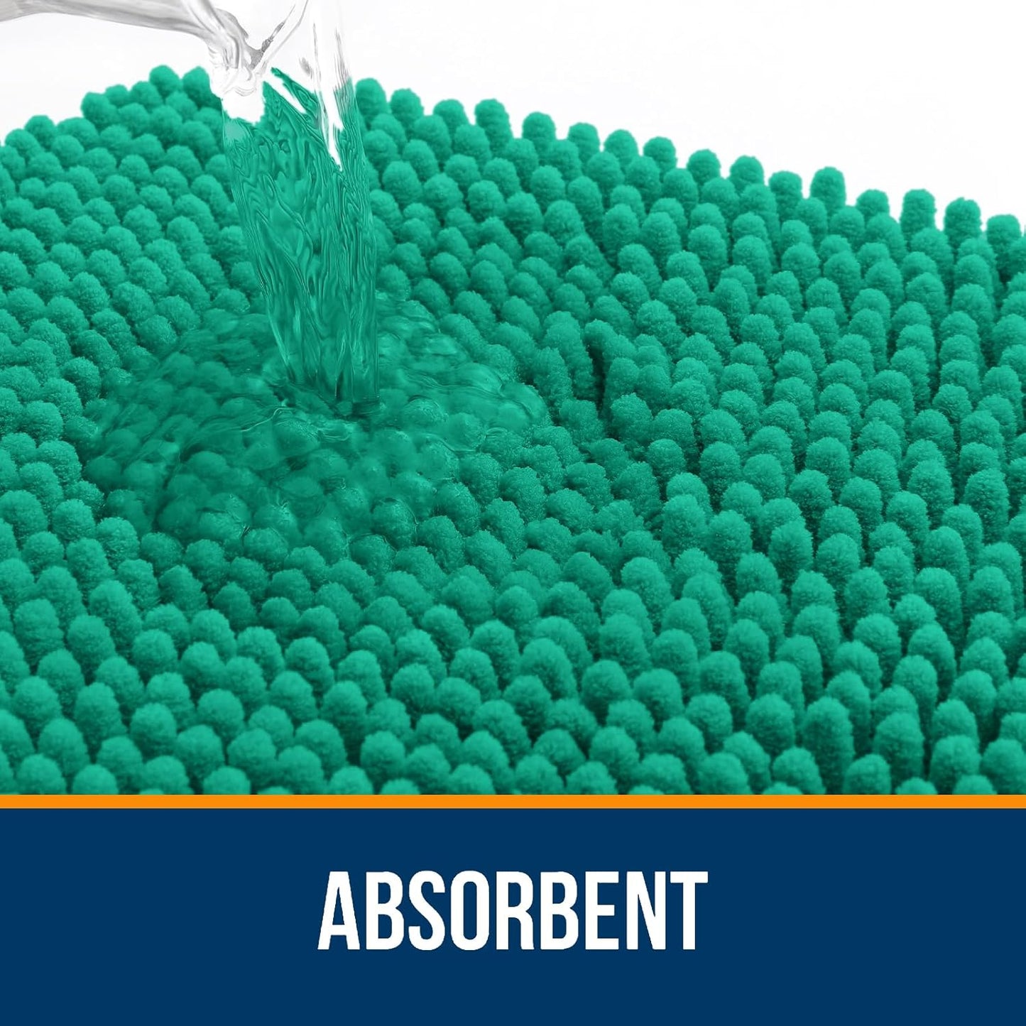 OLANLY Bathroom Rugs 44x24, Extra Soft Absorbent Chenille Bath Rugs, Rubber Backing Quick Dry, Machine Washable Bath Mats for Bathroom Floor, Tub and Shower, Home Decor Accessories, Emerald