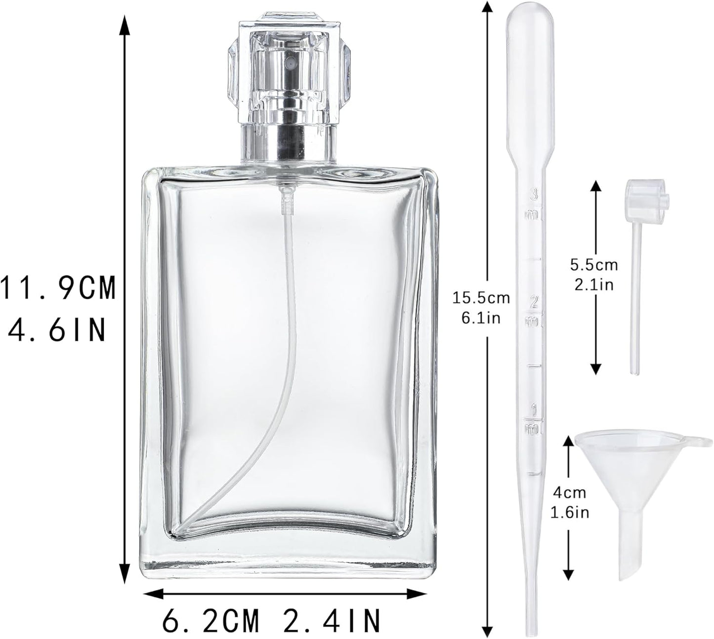 YU FENG Glass Perfume Bottles Empty Spray Refillable Atomizer 2 Pack 100ml/3.4oz（Square）