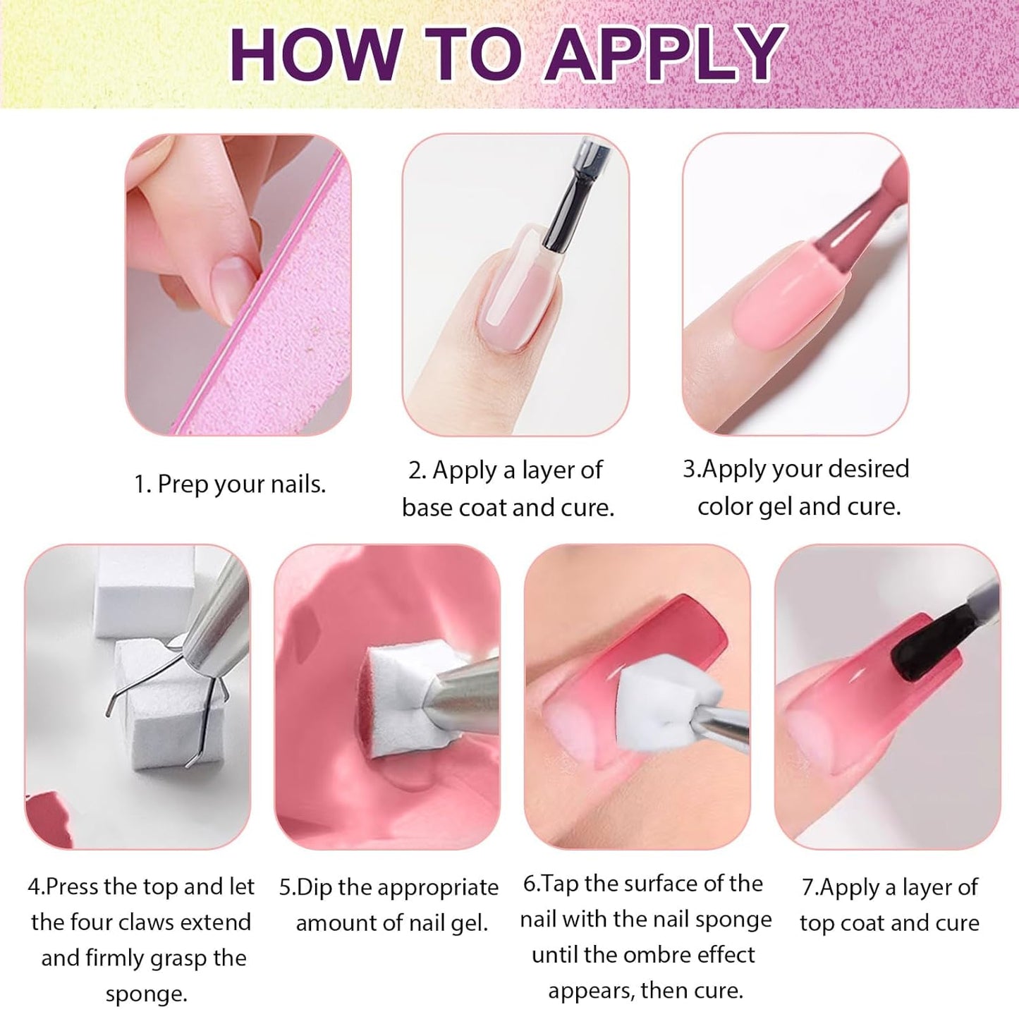 Gradient Painting Gel,9 Bright Spring Summer Colors Ombre 3D Sculpture Gel Painting Effect for Pigment Pat French Manicure Soak of UV Home Salon Easter Eggs Set