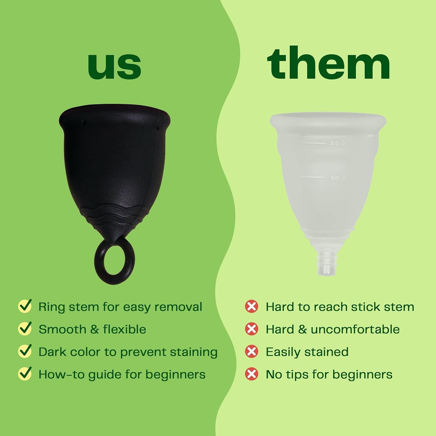 Viv for Your V Small Premium Menstrual Cups, Ring Stem for Easy Removal, Soft Tampon Alternative for Active Lifestyle, Comfortable 12 Hour Wear, Medical-Grade Silicone Reusable Period Cup