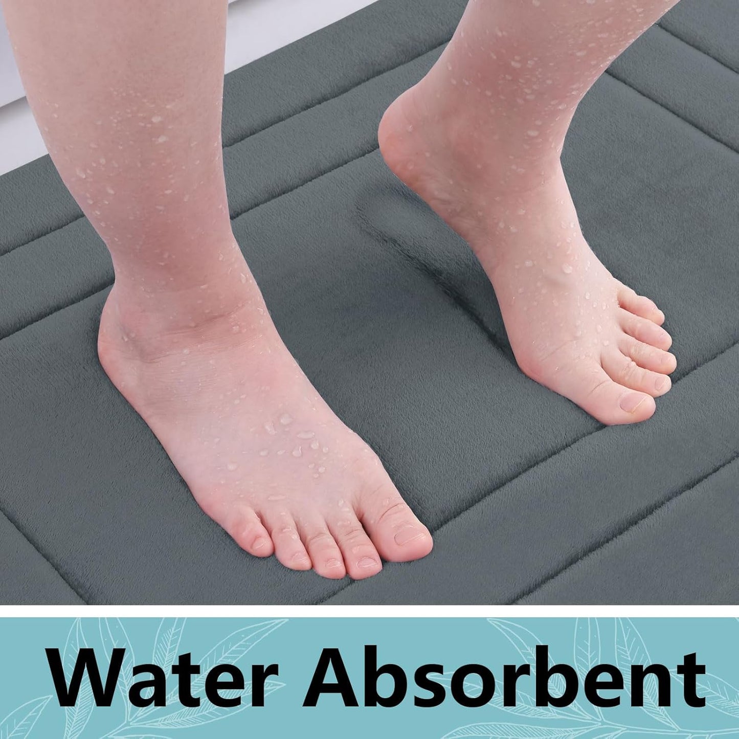 Arotive Memory Foam Bathroom Rug Mat 47x20, Ultra Soft and Absorbent Bath Mat, Machine Wash Dry, Comfortable Bath Rug Carpet for Bathroom Floor, Tub and Shower, Dark Grey