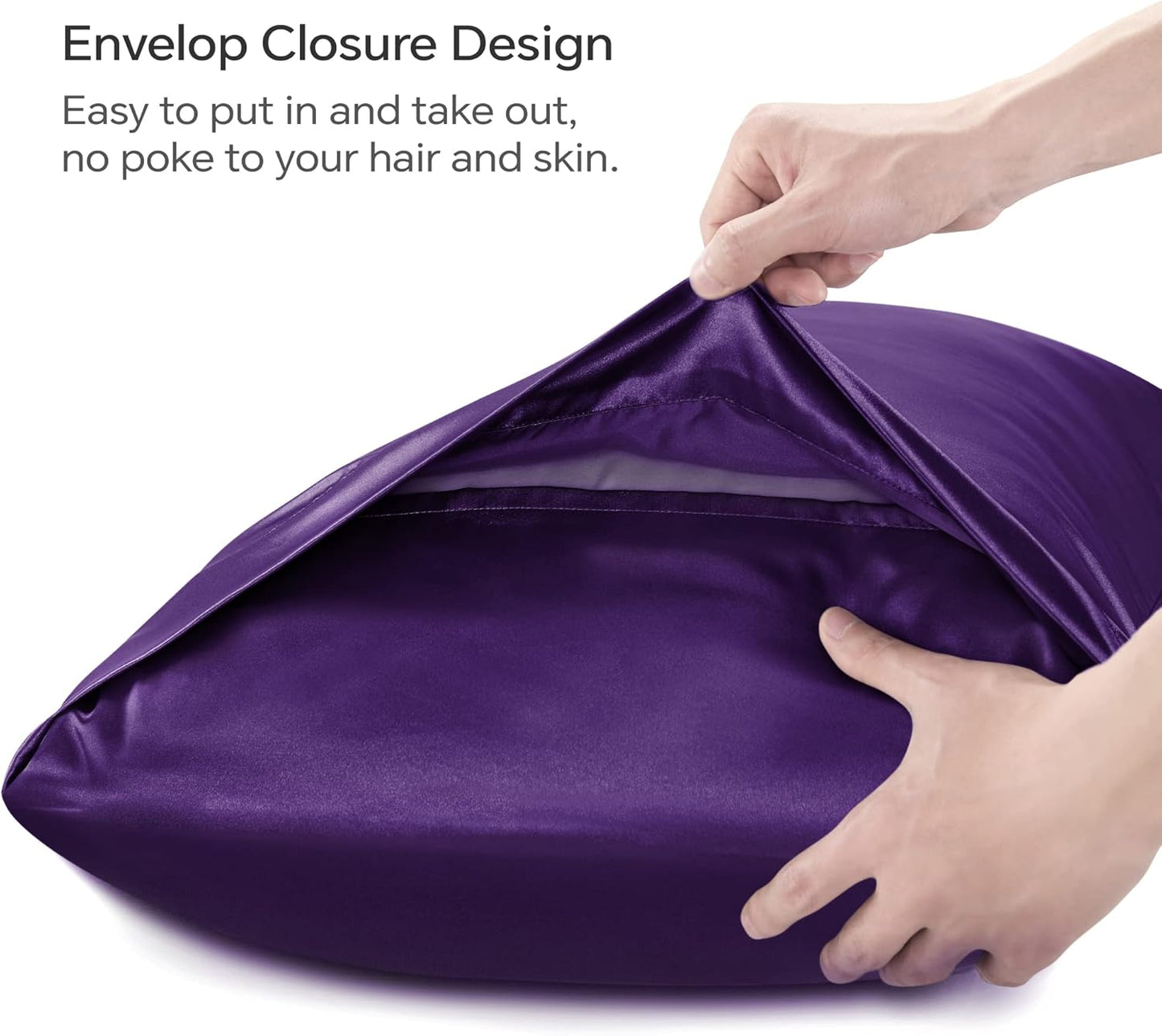 BEDELITE Satin Body Pillow Cover 2 Pack, Super Soft and Cooling Body Pillow Pillowcase for Hair and Skin, Breathable Silky Full Long Pillowcase Cover(20"x54", Plum Purple)