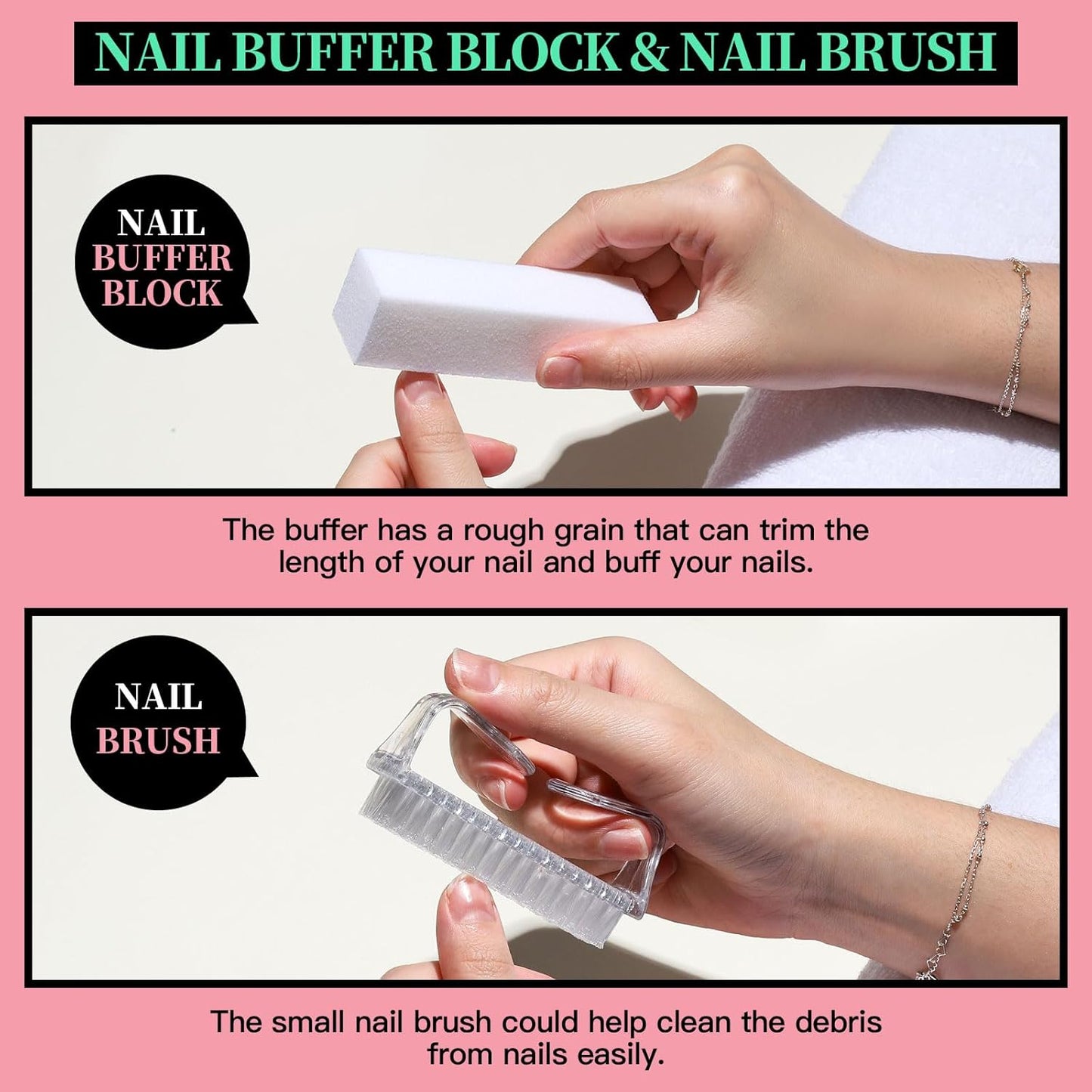 FANDAMEI Manicure Kit, Nail Files 100/180, Cuticle Nippers, Nail Buffer Block, Cuticle Pusher, Cuticle Peeler, Ingrown Toenail Tool, Toenail File, Nail Care Kit, Nail Tools for Manicure, White